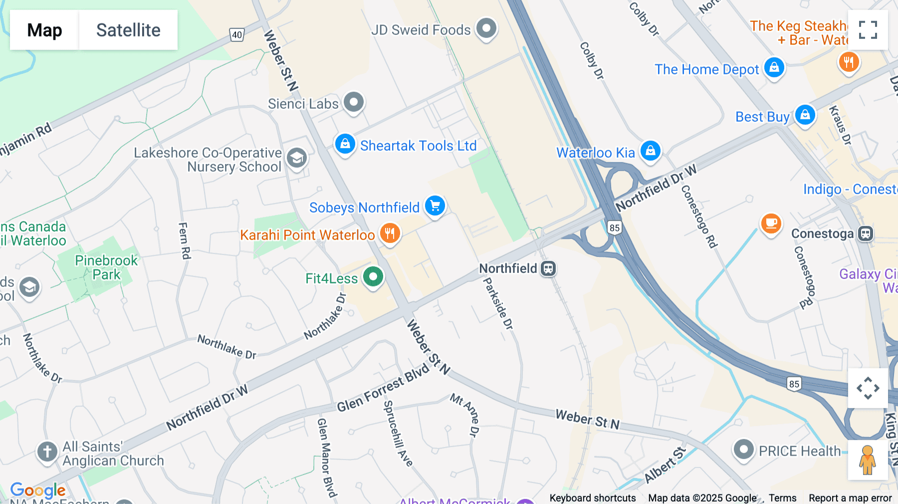 Click for interative map of 180 Northfield Drive West, Unit 4, 1st Floor, Waterloo Centre, Waterloo
