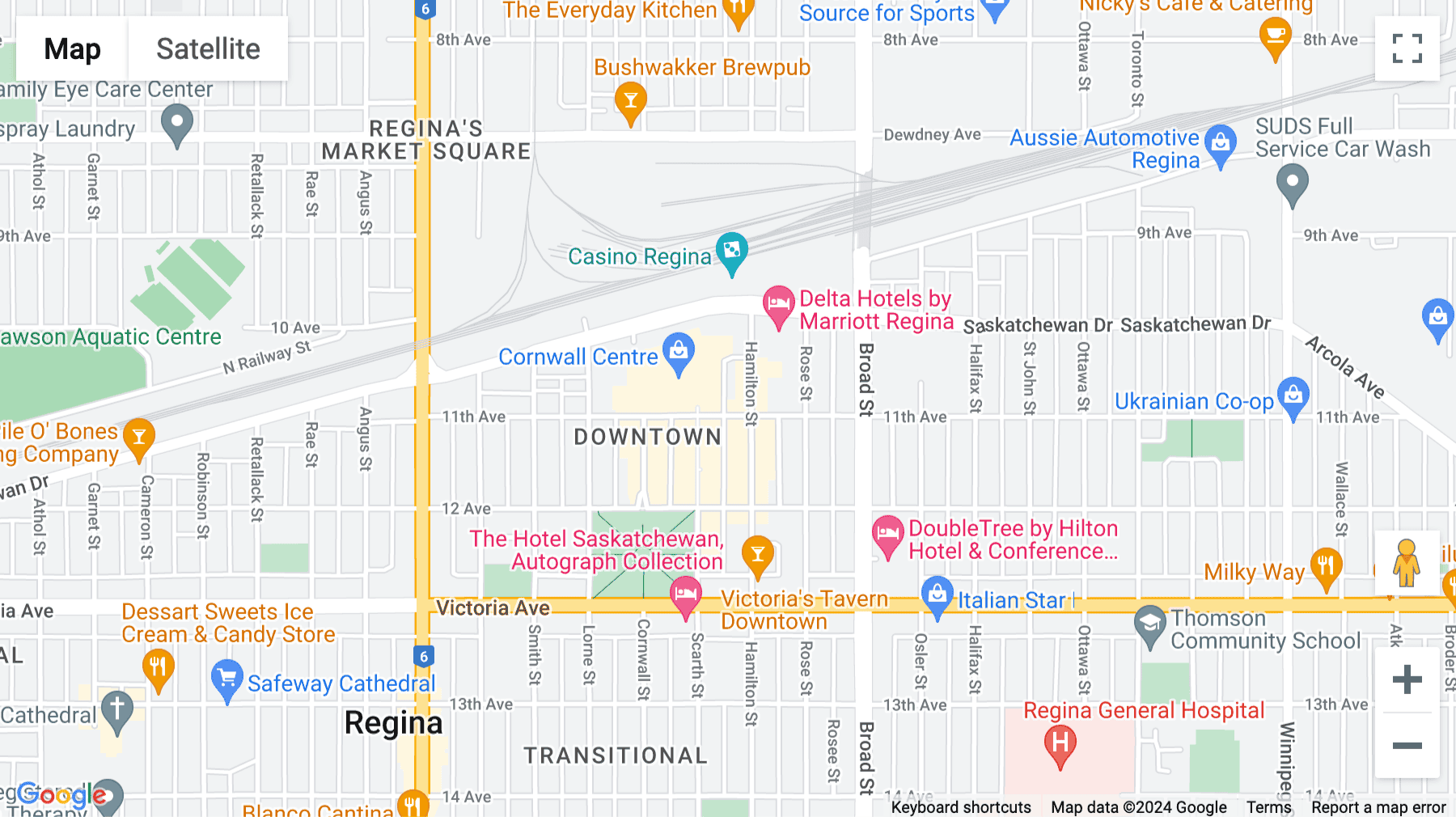 Click for interative map of 2010, 11th Avenue, 7th Floor, City Center, Royal Bank Building, Regina