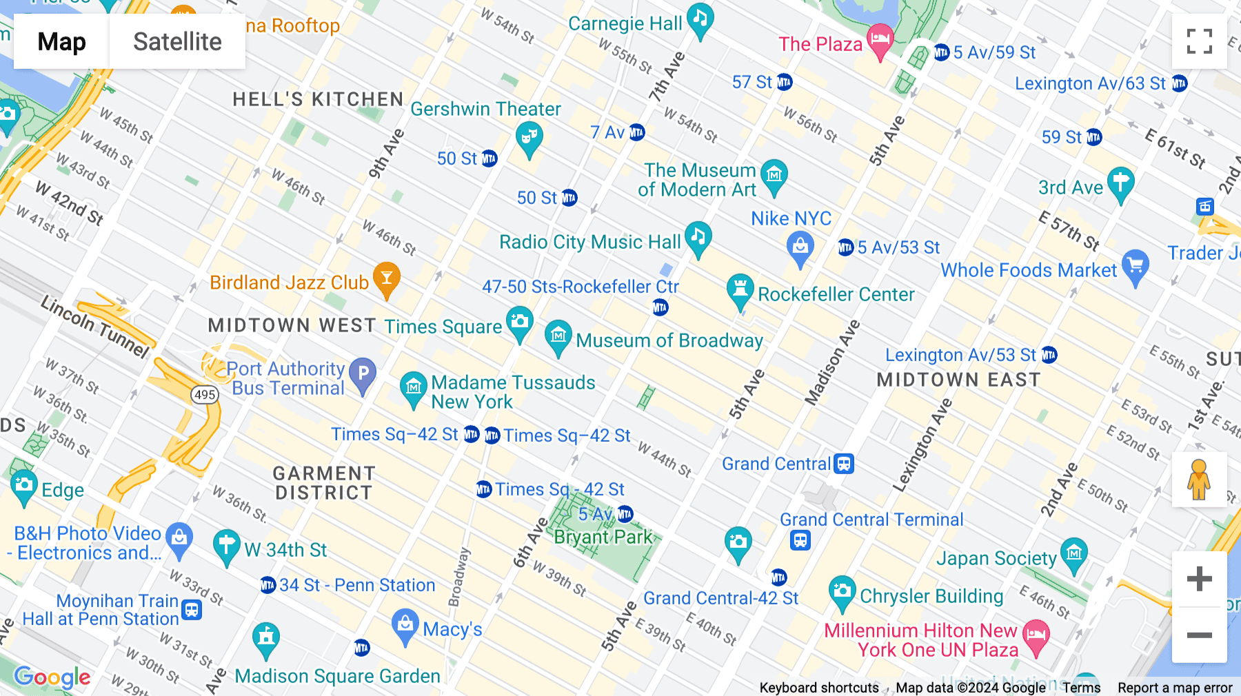 Click for interative map of 1185 Avenue of the Americas, New York City