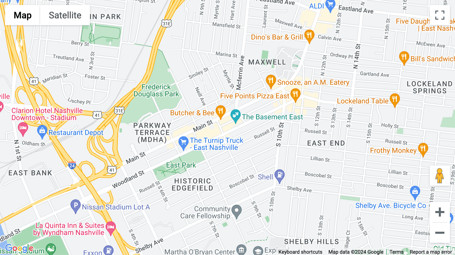 Click for interative map of 901 Woodland Street, Nashville