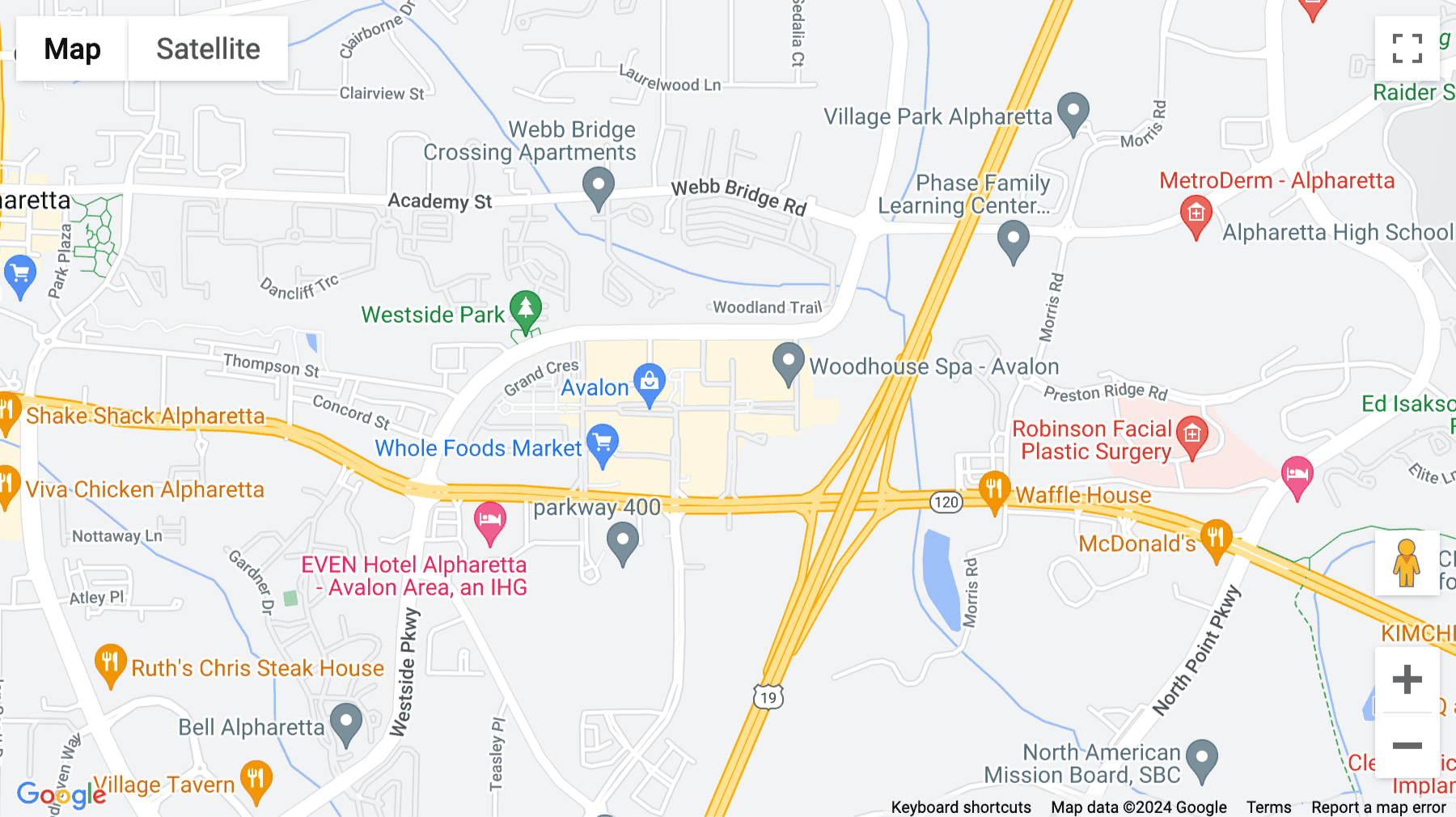 Click for interative map of The Avalon Center, 8000 Avalon Boulevard, Suite 2000, Alpharetta (Georgia)