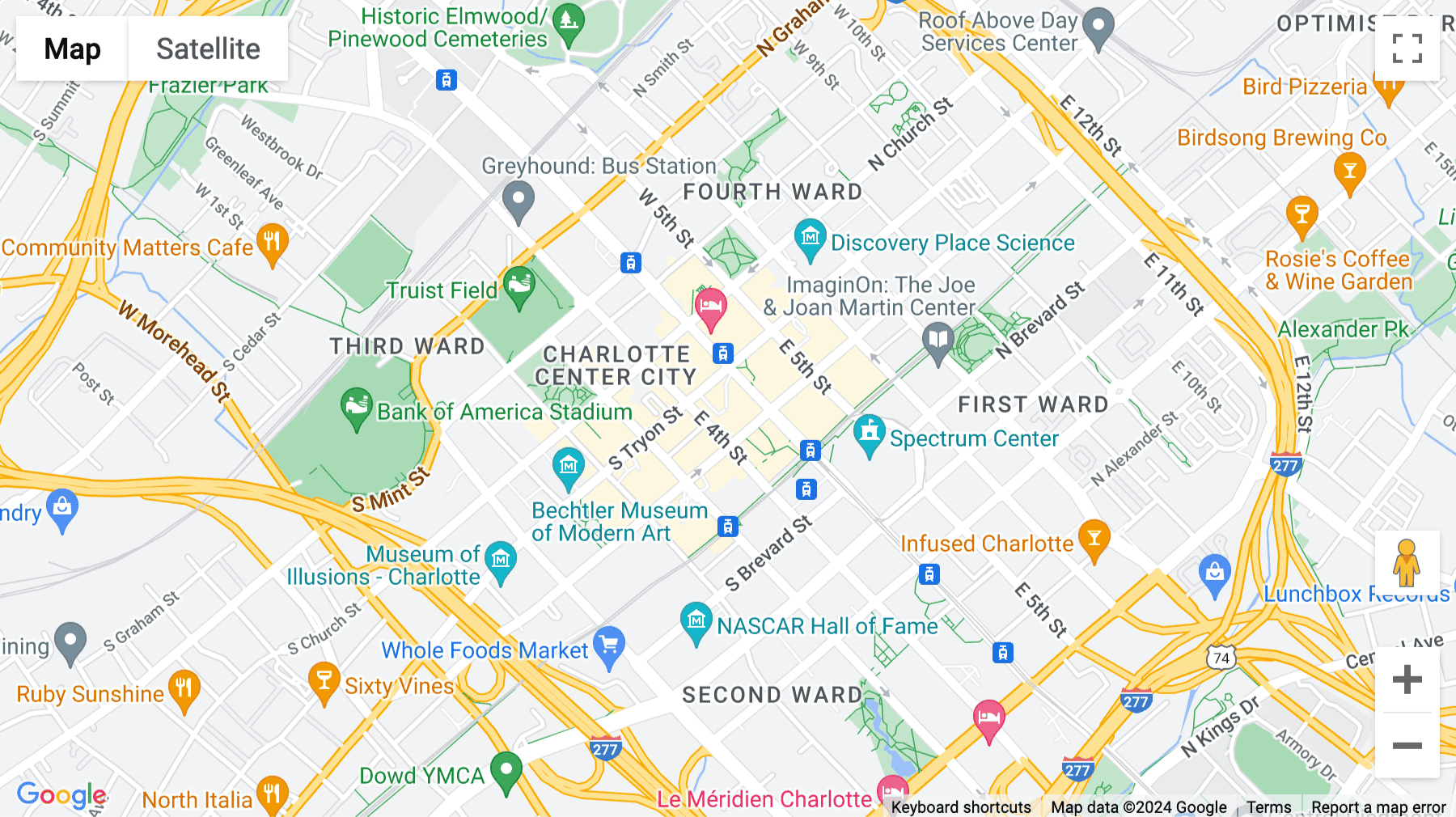 Click for interative map of 101 South Tryon Street, Charlotte