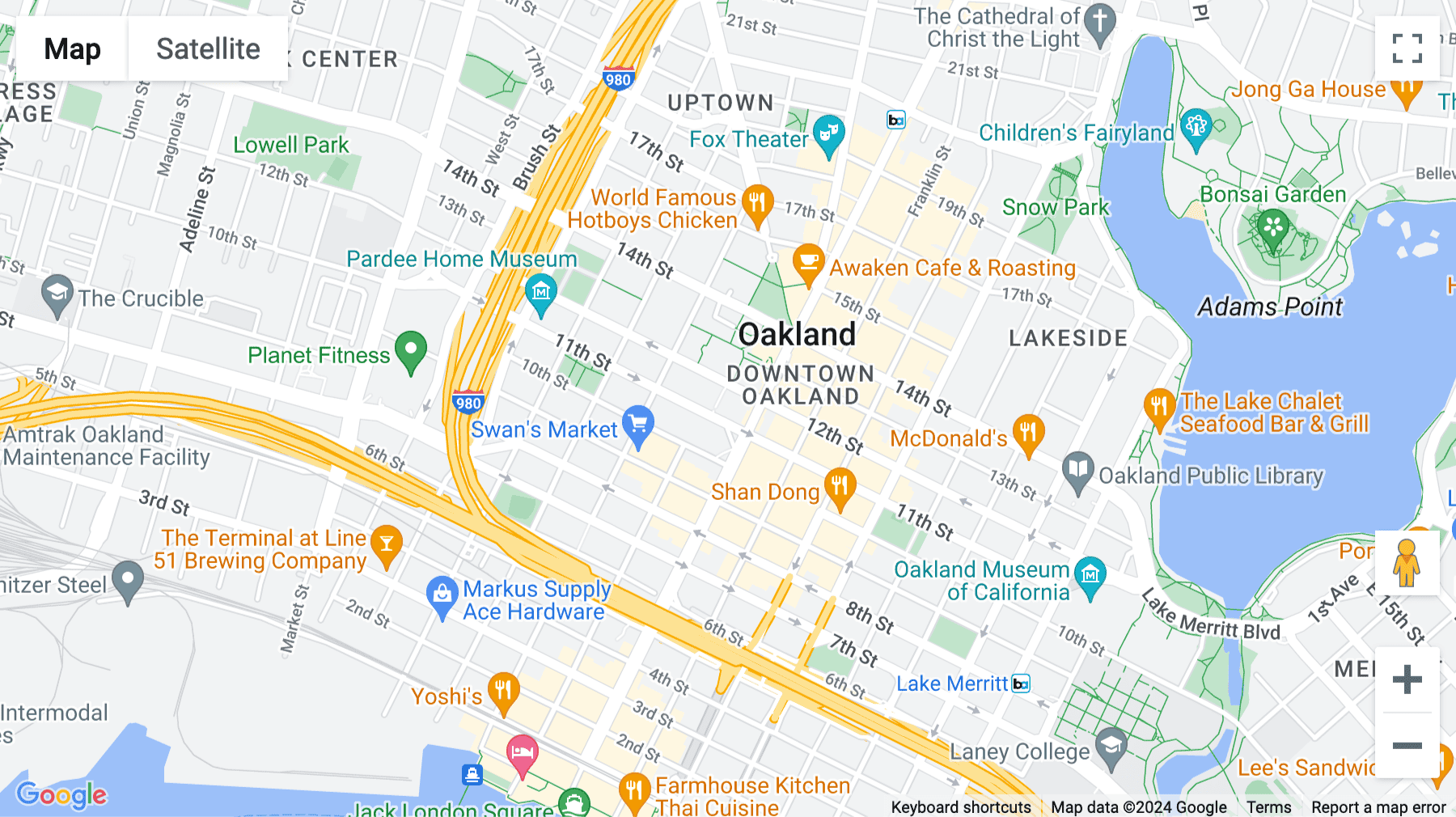 Click for interative map of City Center, 1111 Broadway, Oakland