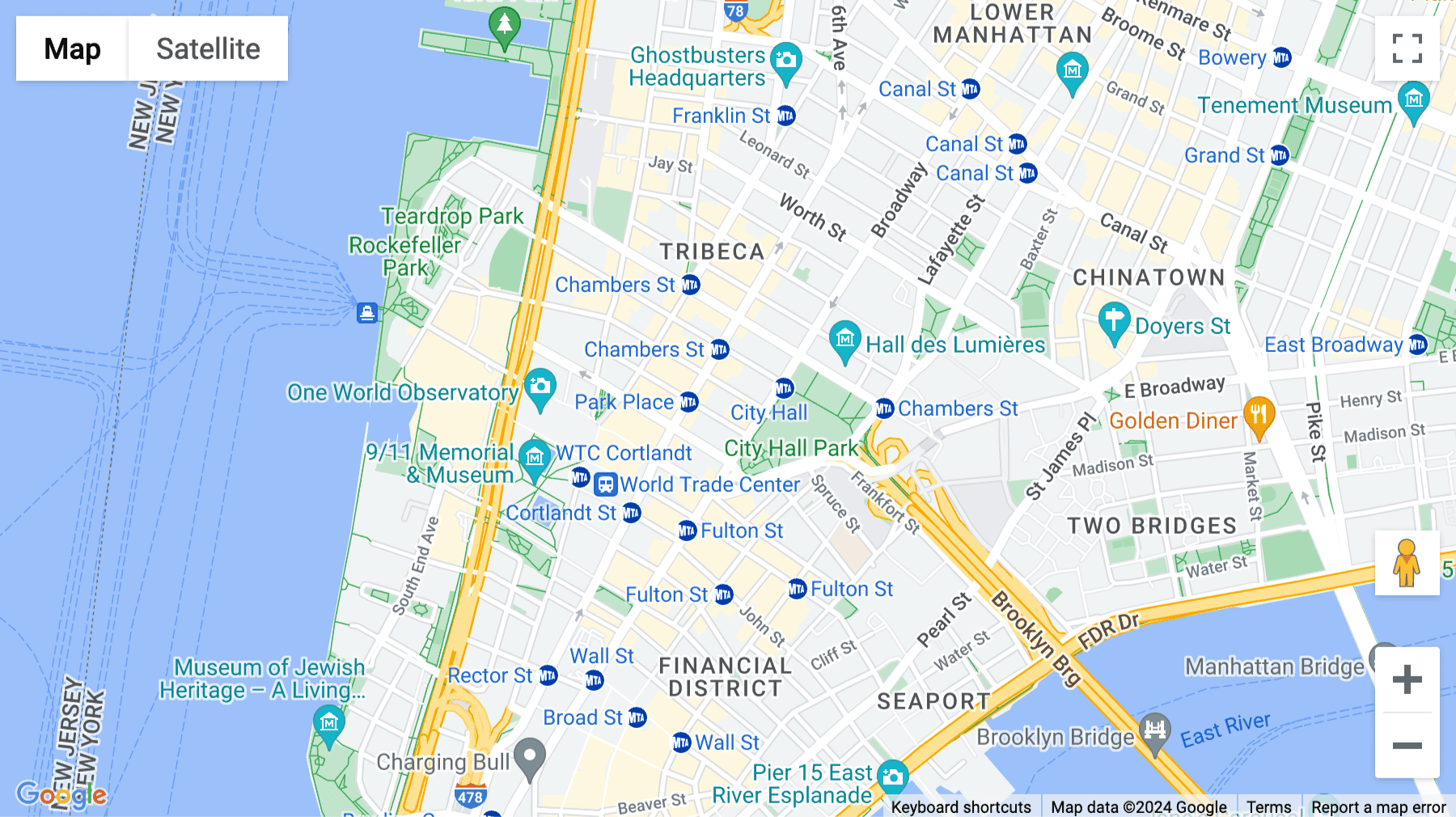 Click for interative map of 11 Park Place, 11 Park Place, New York City