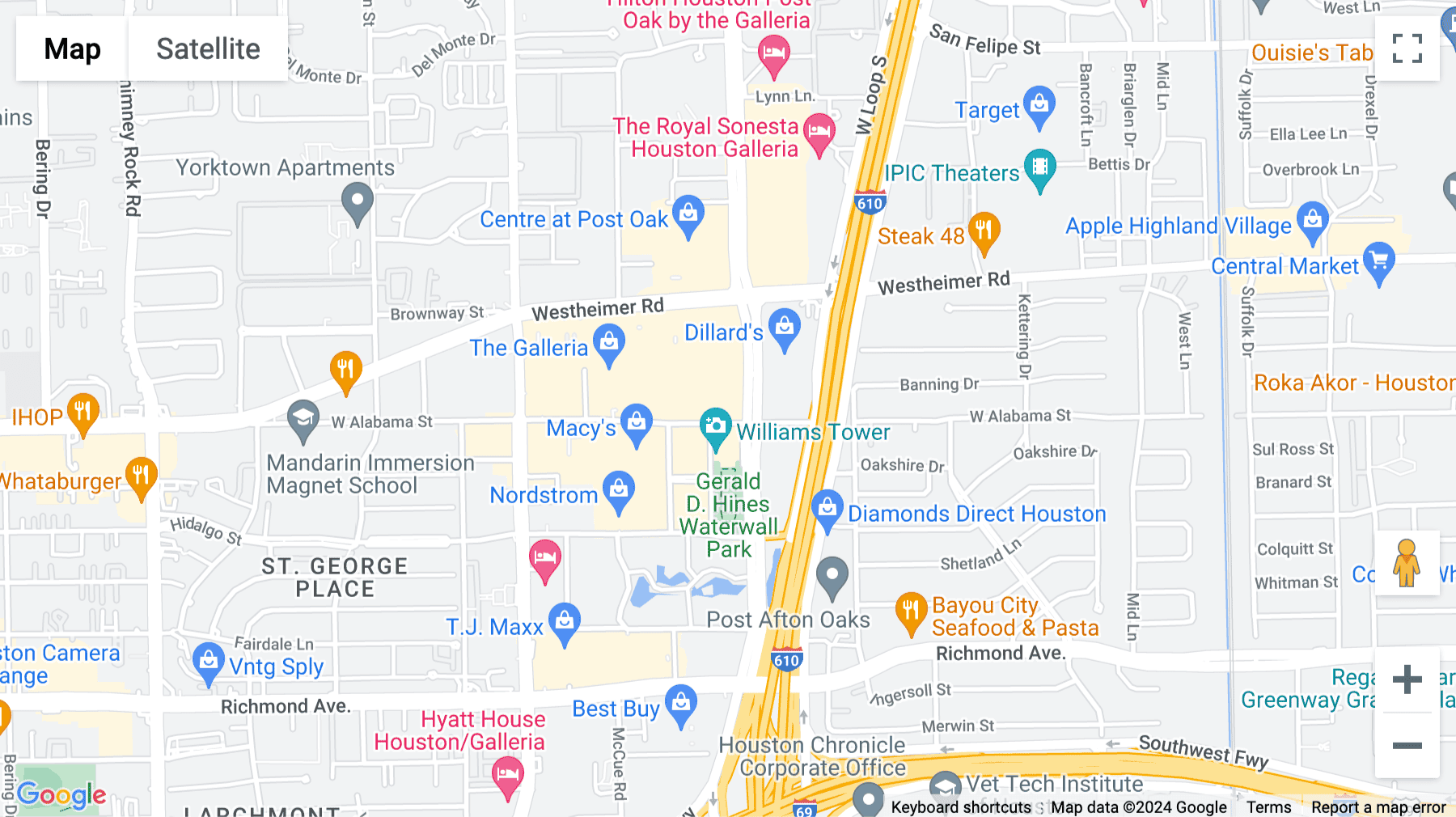 Click for interative map of Houston Galleria, 2700 Post Oak Boulevard, Houston