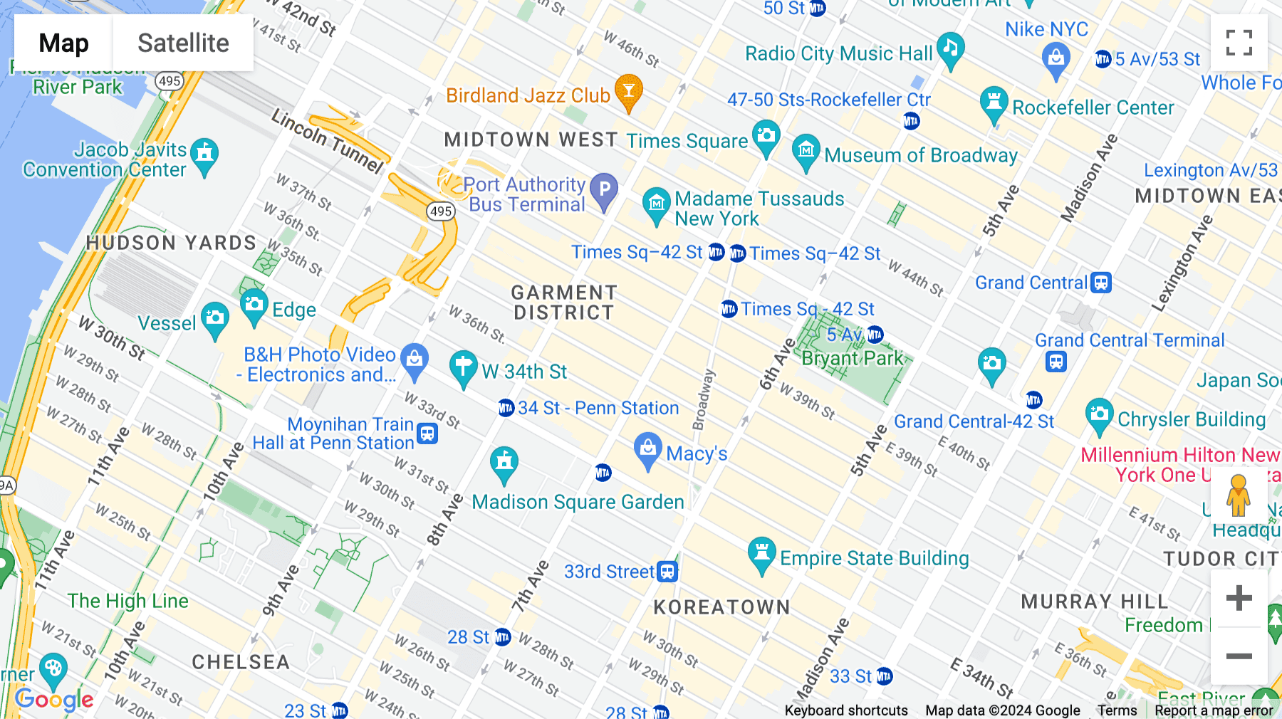 Click for interative map of 500 7th Avenue, New York City
