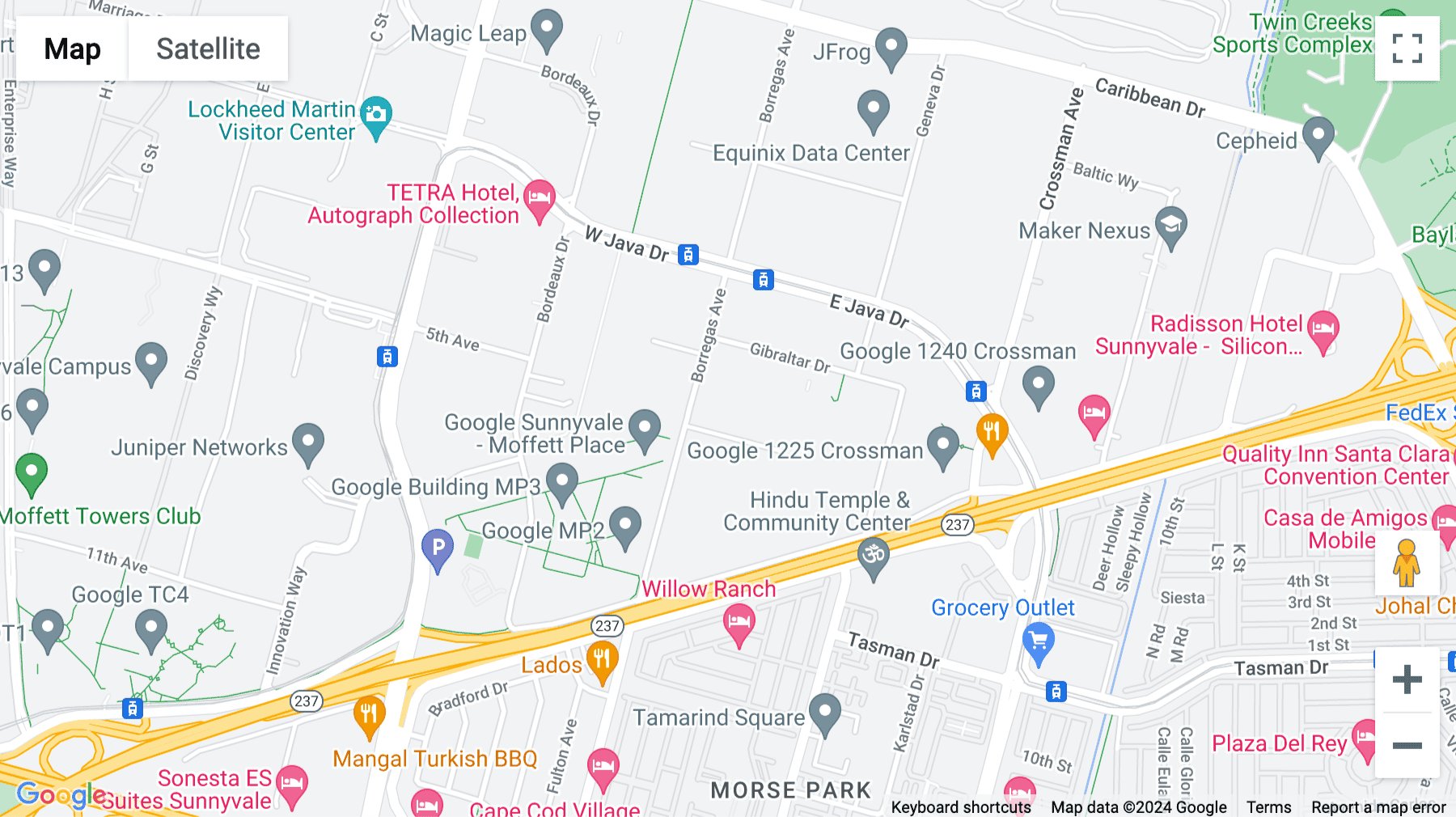 Click for interative map of 1250 Borregas Avenue, Sunnyvale