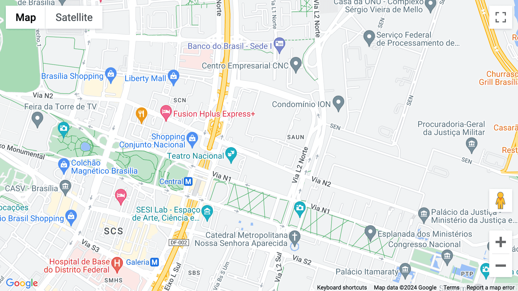 Click for interative map of Palacio da Agricultura Building, Finance Sector North, SBN, Block 1, St. Bancário Norte, Building F, Projection 30 , Brasilia