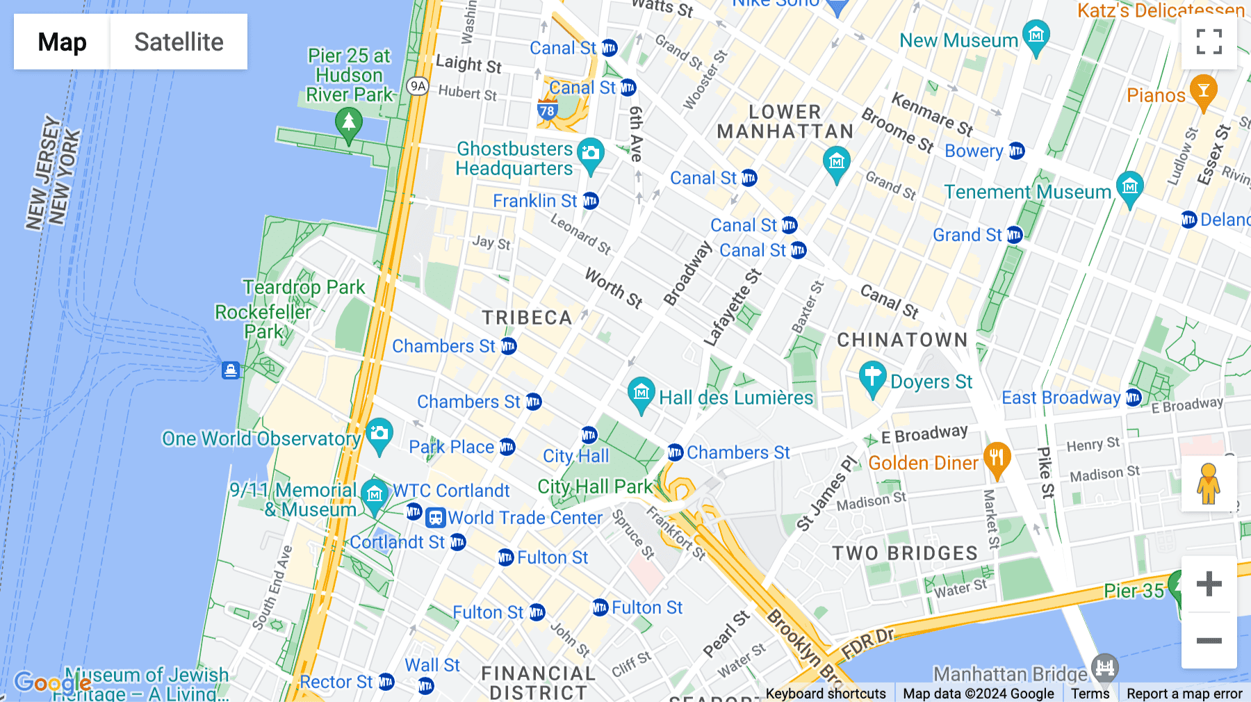Click for interative map of 305 Broadway, Federal Plaza, New York City