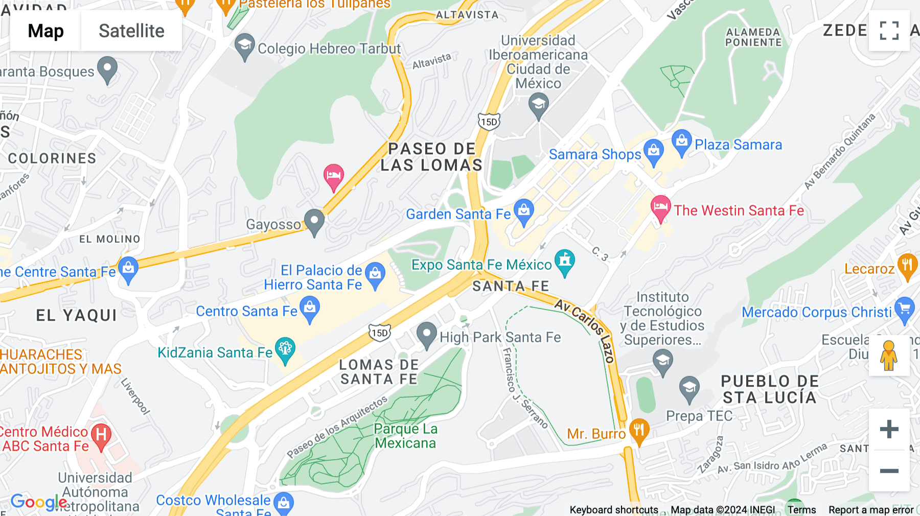Click for interative map of Prolongación Paseo de la Reforma 1015, Col. Santa Fe, Alvaro Obregon, Mexico City