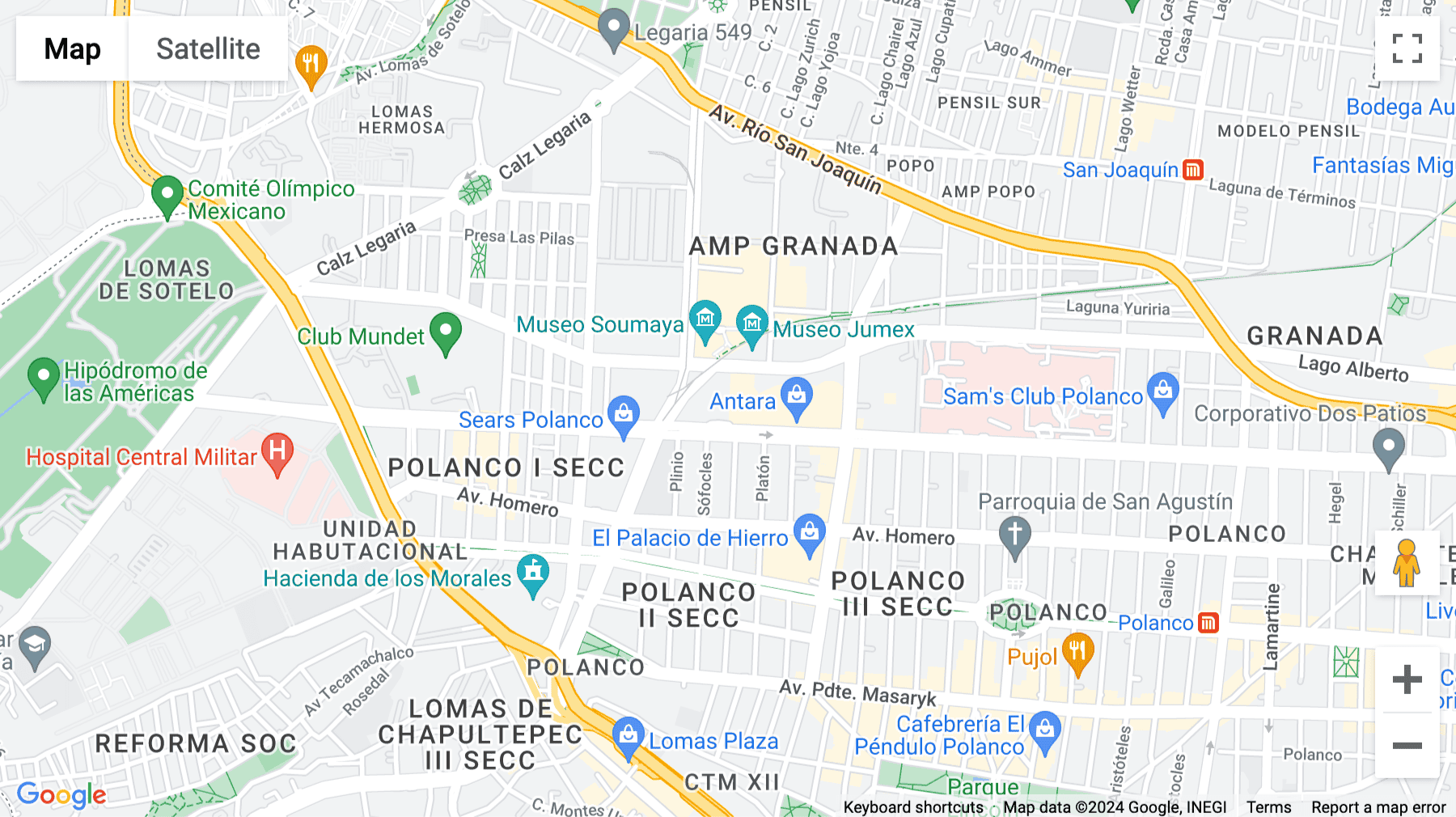 Click for interative map of Ejercito Nacional 843, Granada, Antara Polanco, Mexico City
