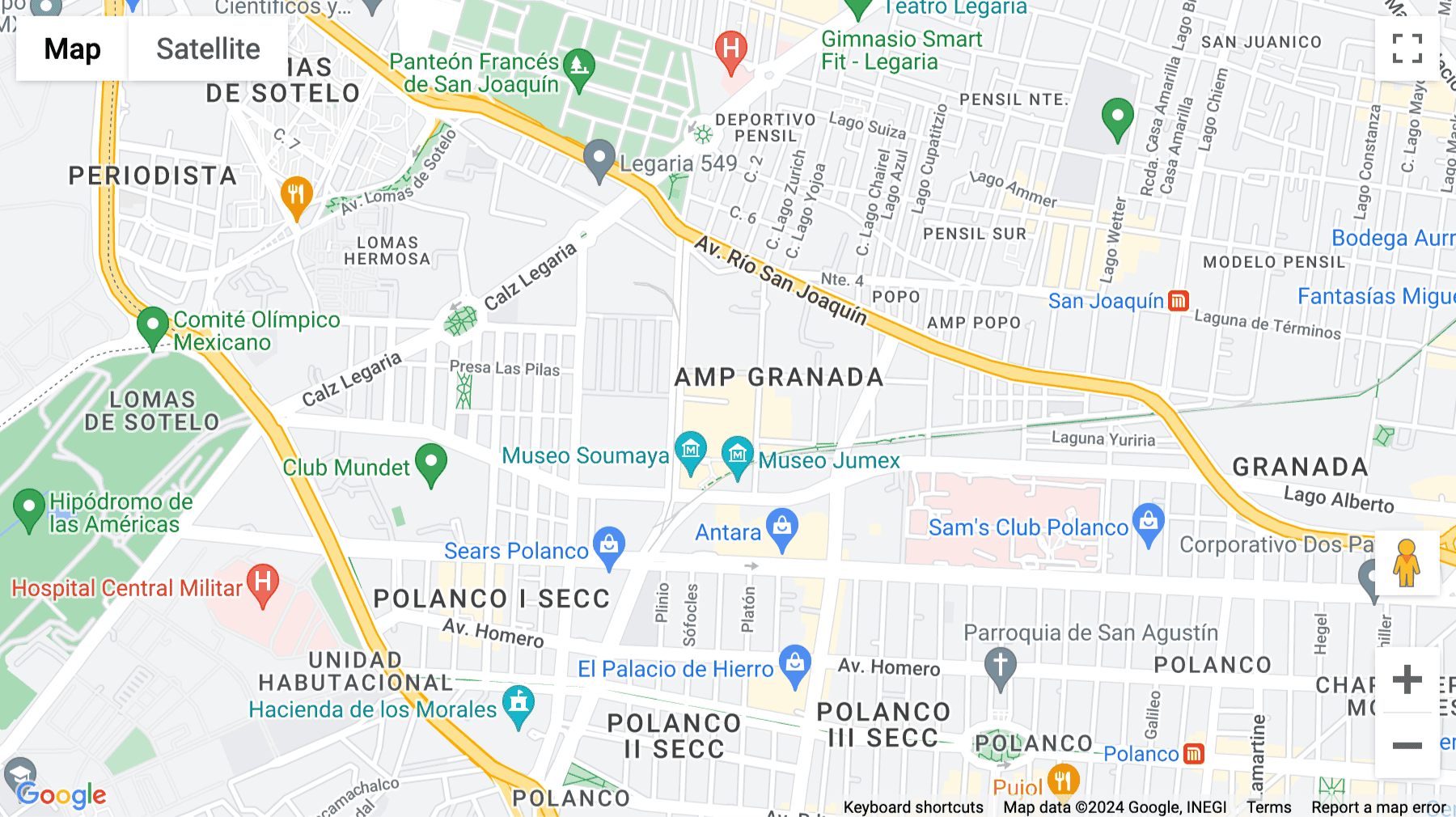 Click for interative map of Lago Zurich 219, Ampliacion Granada, Plaza Carzo, Mexico City