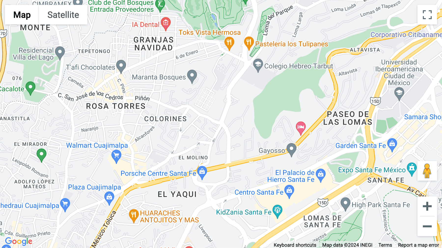 Click for interative map of Corporativo Diamante. Av. Vasco de Quiroga No.3900, torre A, piso 10, Col. Santa Fe, Cuajimalpa, C.P., Delg. Cuajimalpa, Ciudad de México, Mexico City