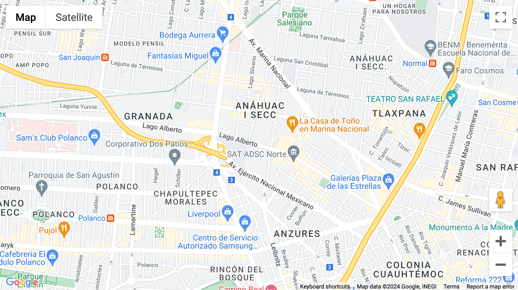 Click for interative map of Lago Alberto 375, Anáhuac, I Sección, Ciudad de México, Mexico City