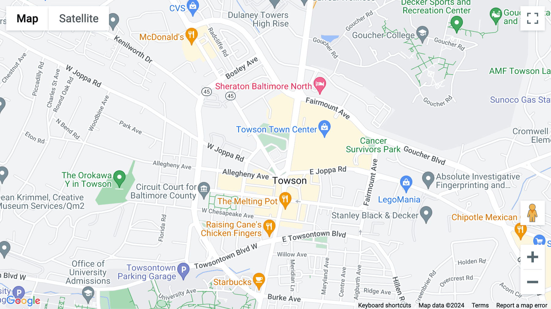 Click for interative map of 1 Olympic Place, Suite 900, Towson