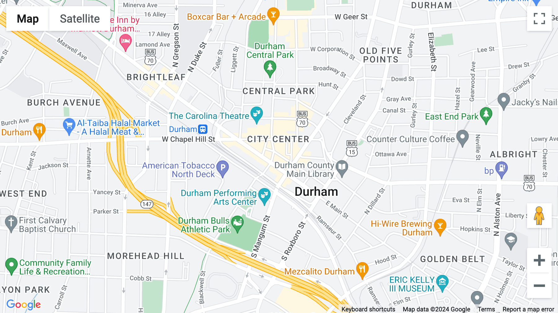 Click for interative map of 110 Corcoran Street, Durham (North Carolina)