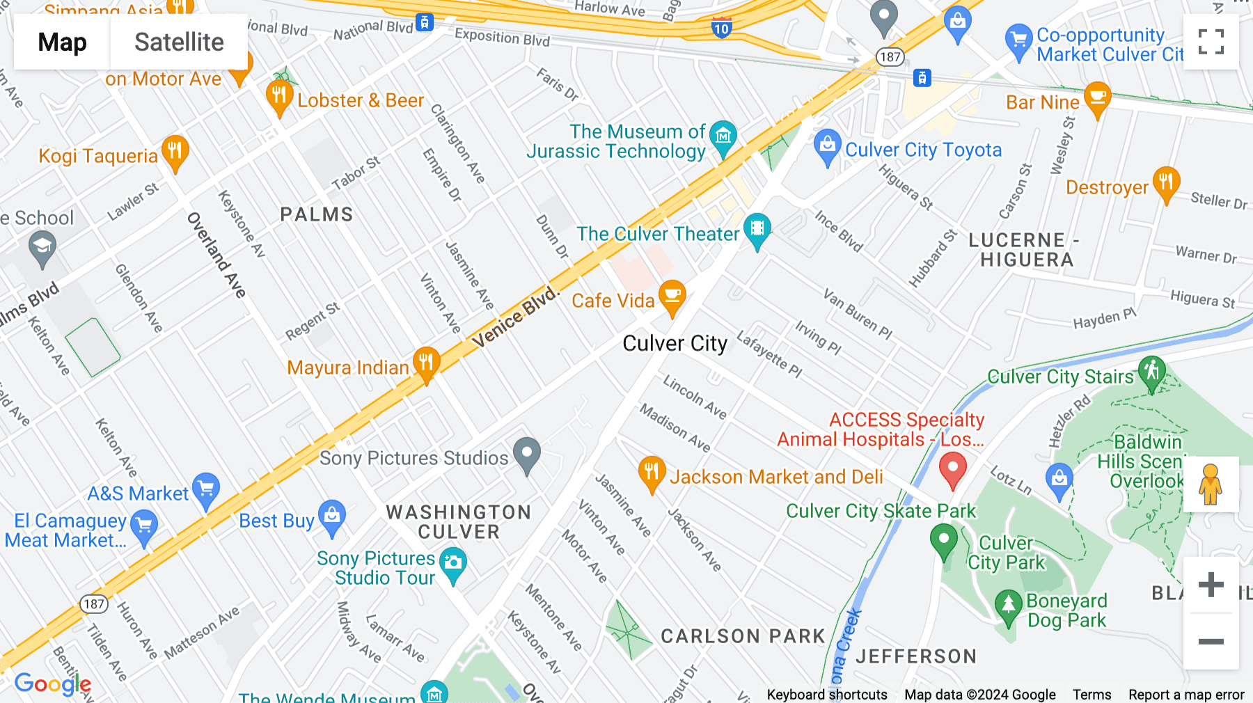 Click for interative map of 10000 Washington Boulevard, Culver City