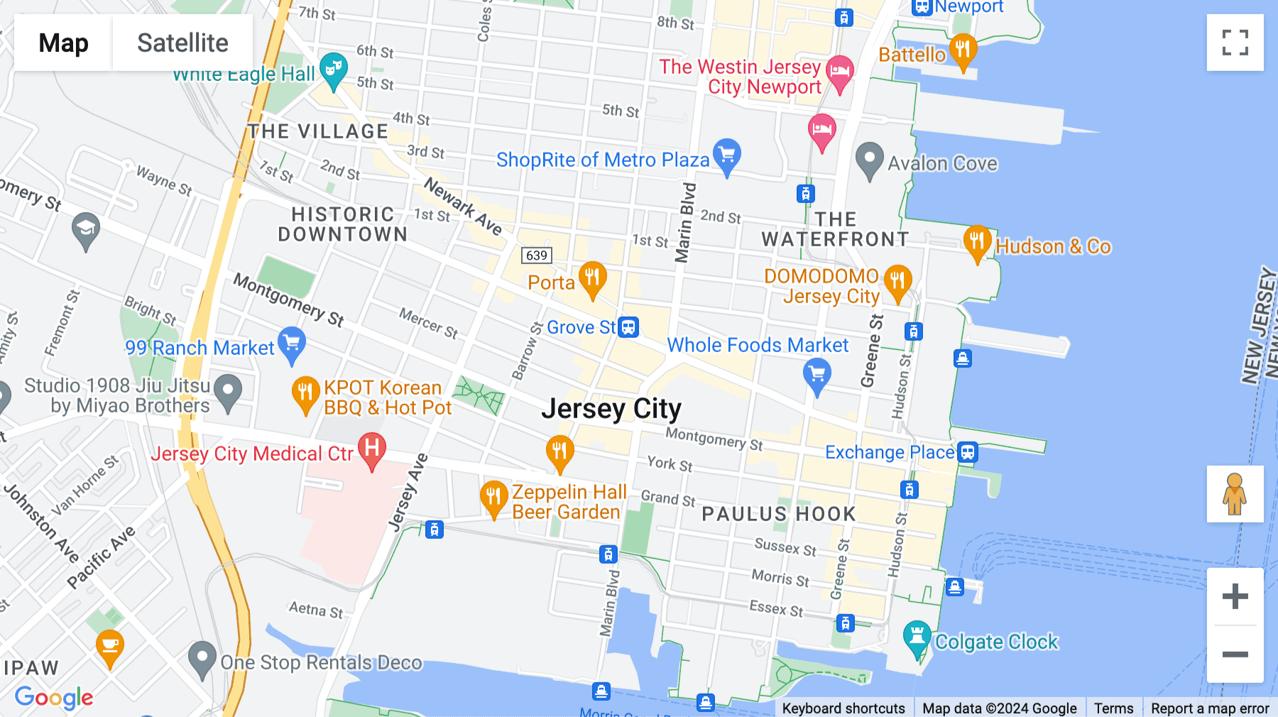 Click for interative map of Downtown, 95 Christopher Columbus Drive/, Grove street, Jersey City