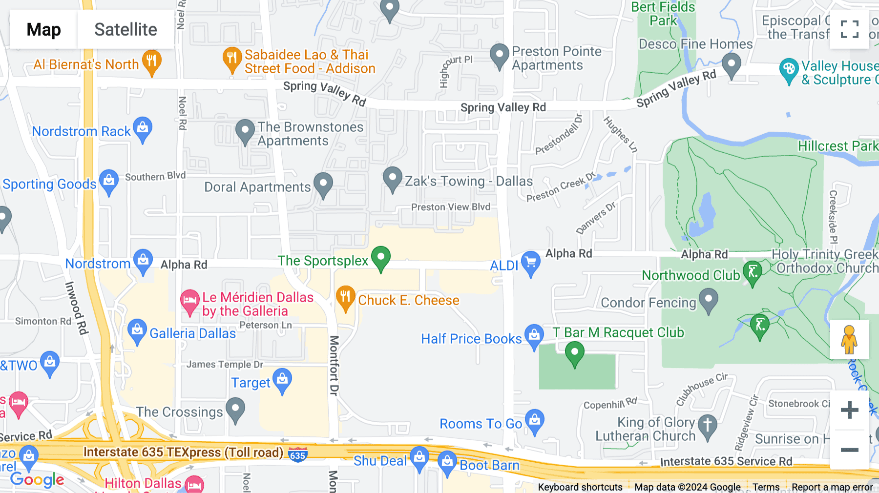 Click for interative map of 13601 Preston Rd., Dallas