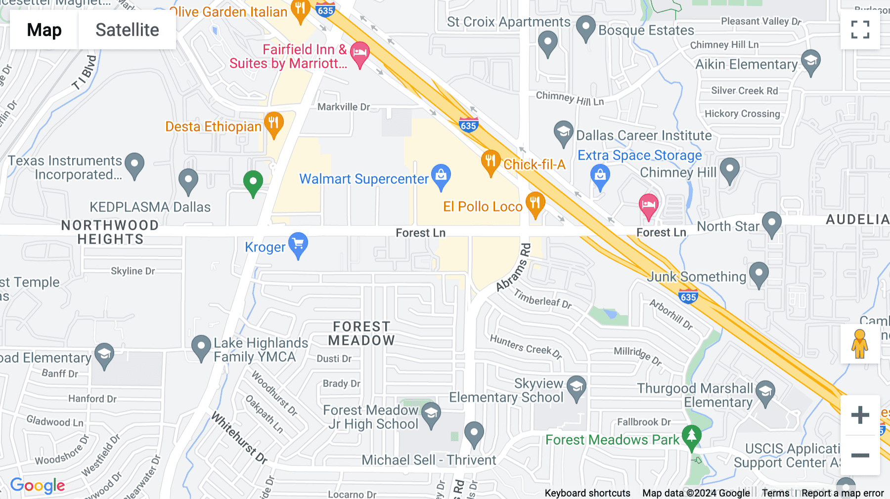 Click for interative map of 9304 Forest Lane, Dallas