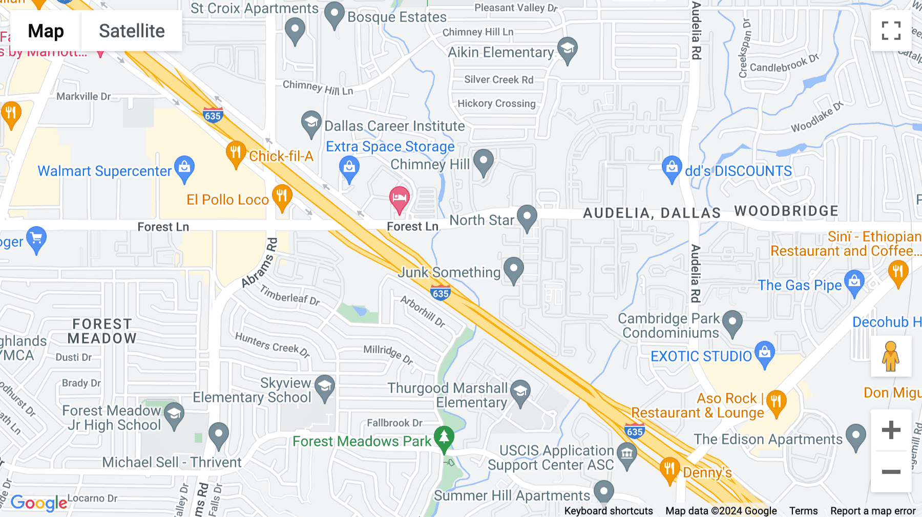 Click for interative map of 9550 Forest Lane, Dallas