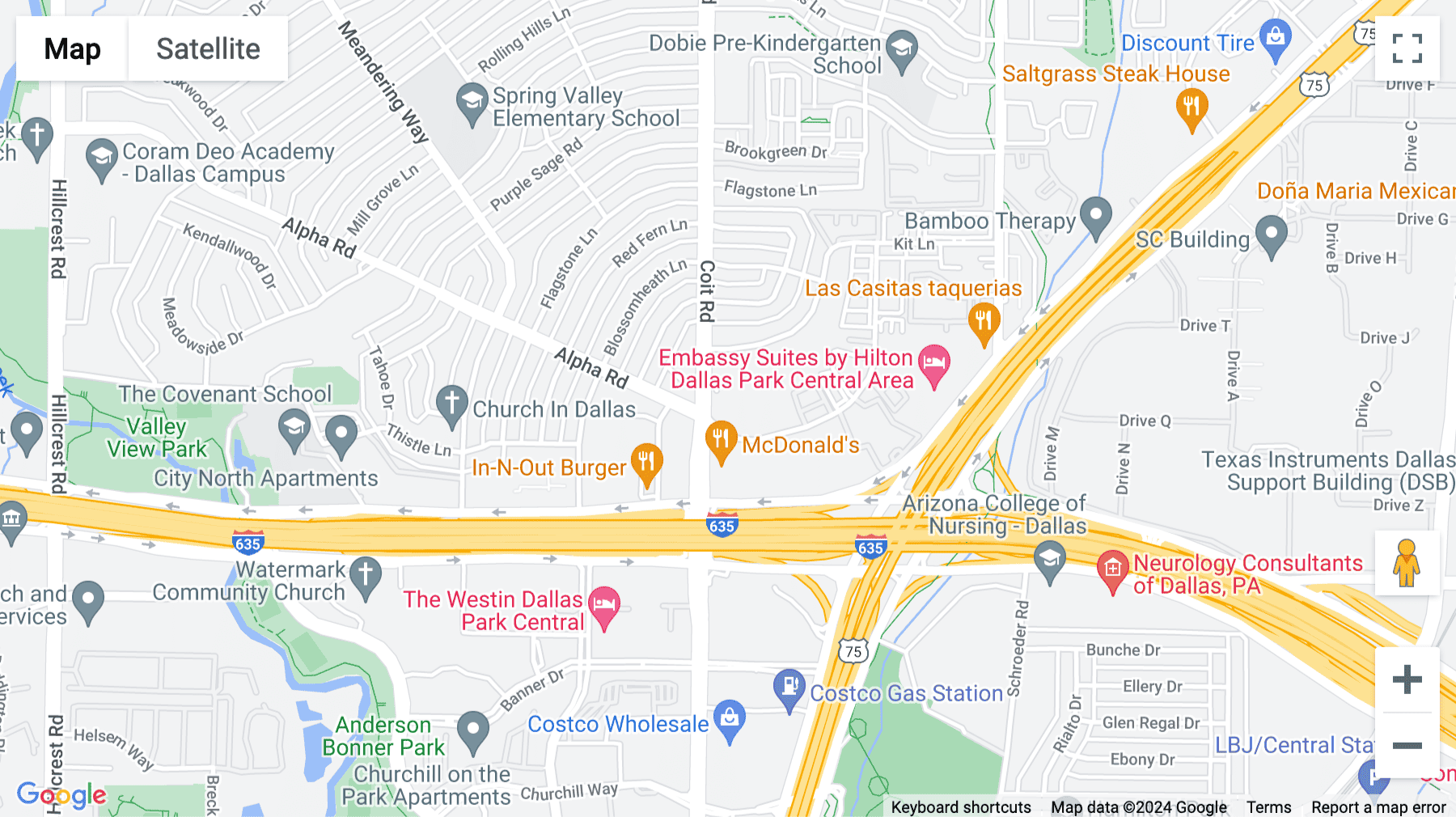 Click for interative map of 13140 Coit Road, Dallas