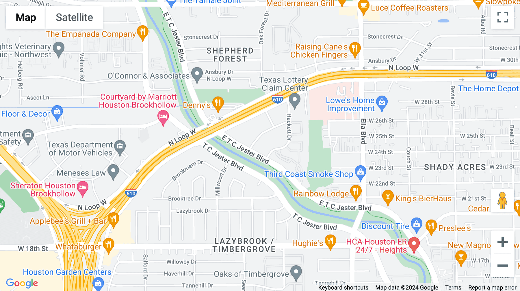 Click for interative map of 2500 E TC Jester Boulevard, Houston
