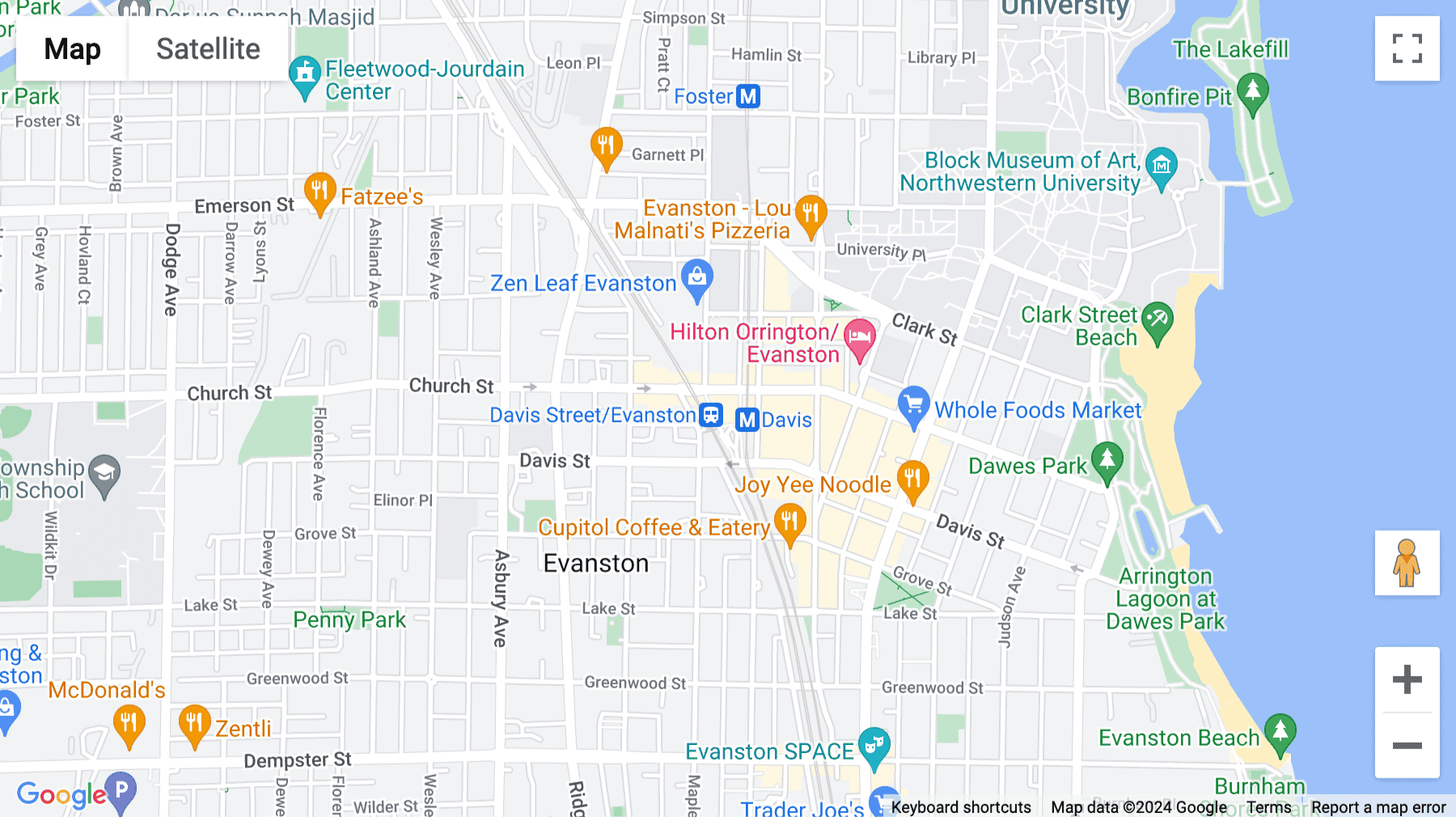 Click for interative map of 909 Davis St No.500, Evanston