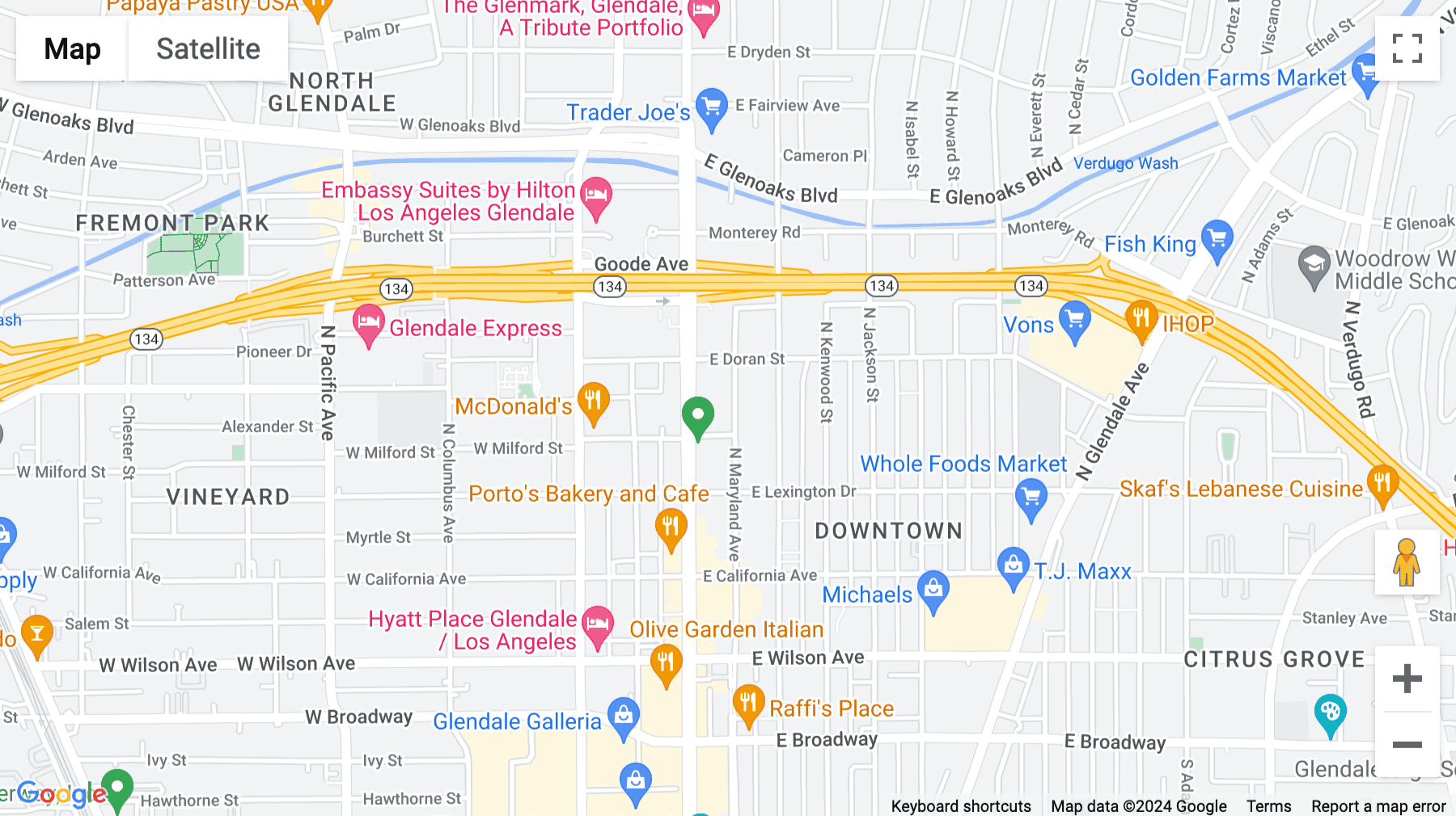 Click for interative map of 500 N Brand Blvd, 20th Floor, Glendale (California)