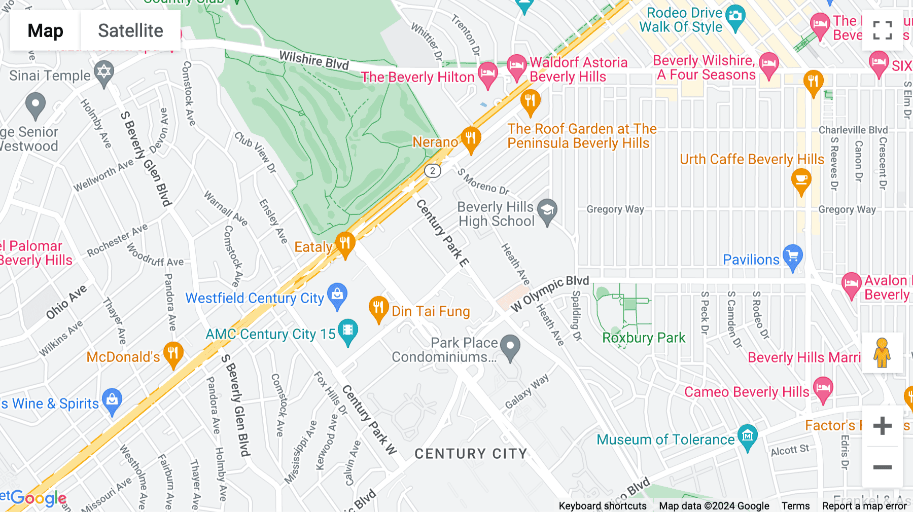 Click for interative map of 1925 Century Park East, Suite 1700, Los Angeles