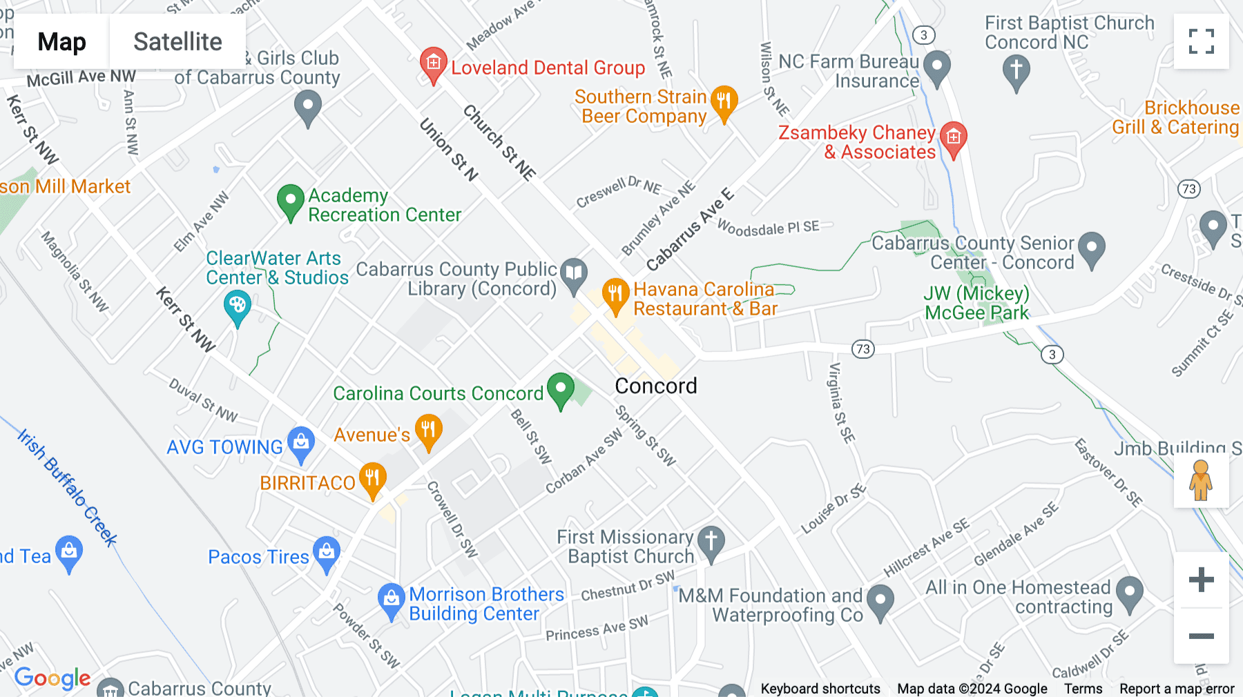 Click for interative map of 42 Union Street South, Concord, NC, Concord