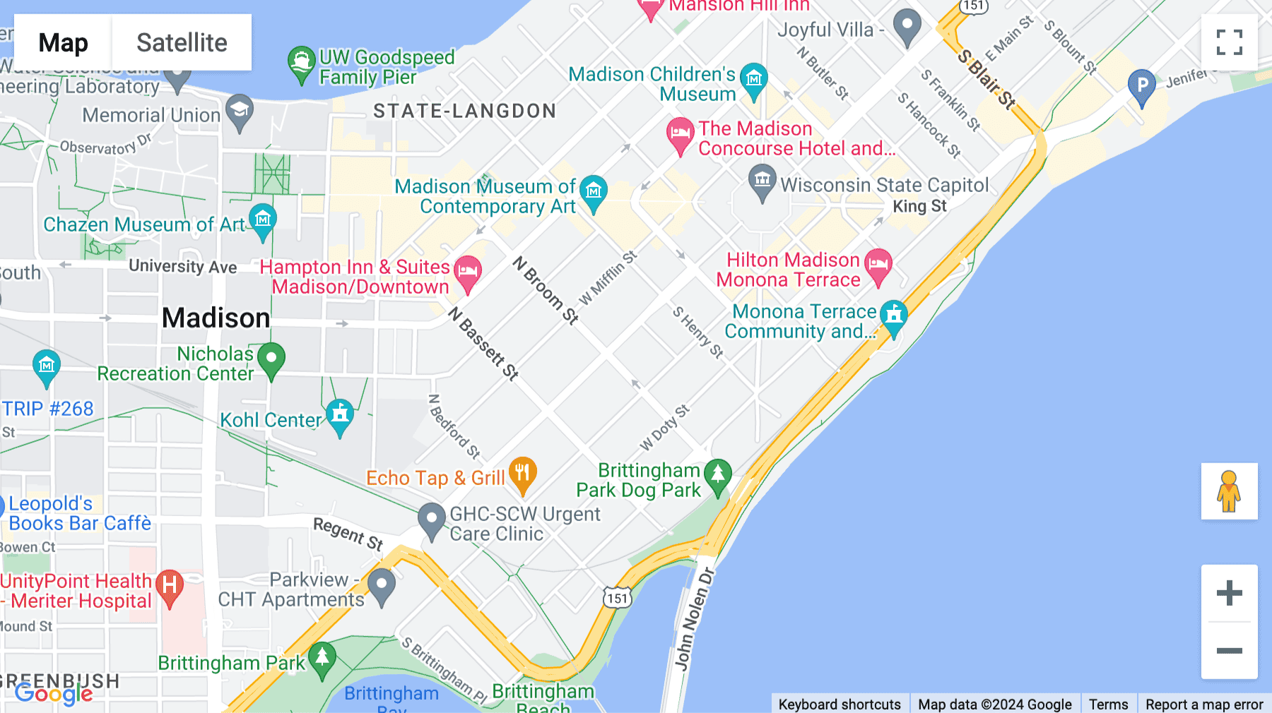 Click for interative map of 345 W, Washington Avenue, Madison
