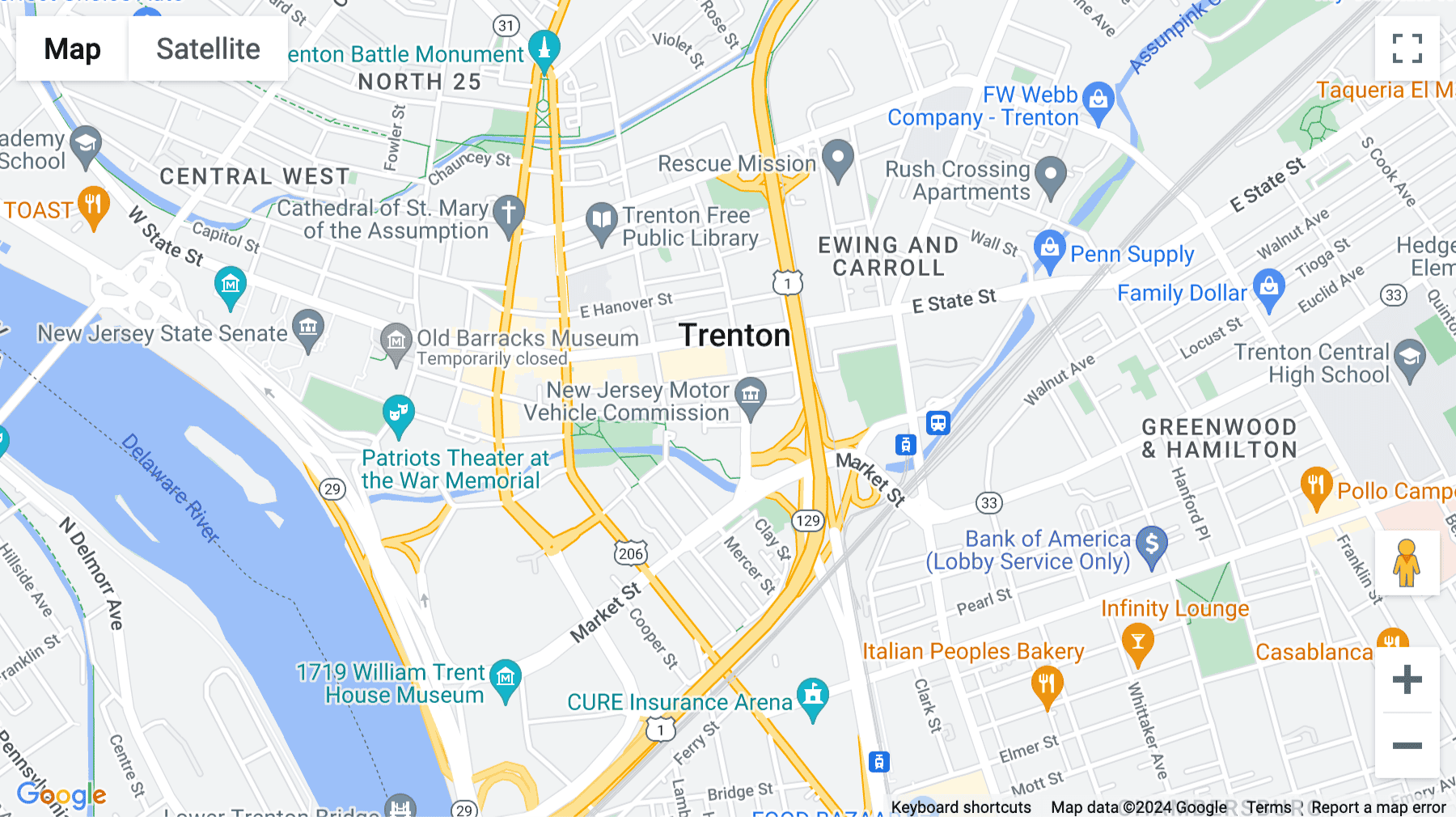 Click for interative map of 247 East Front Street, Trenton