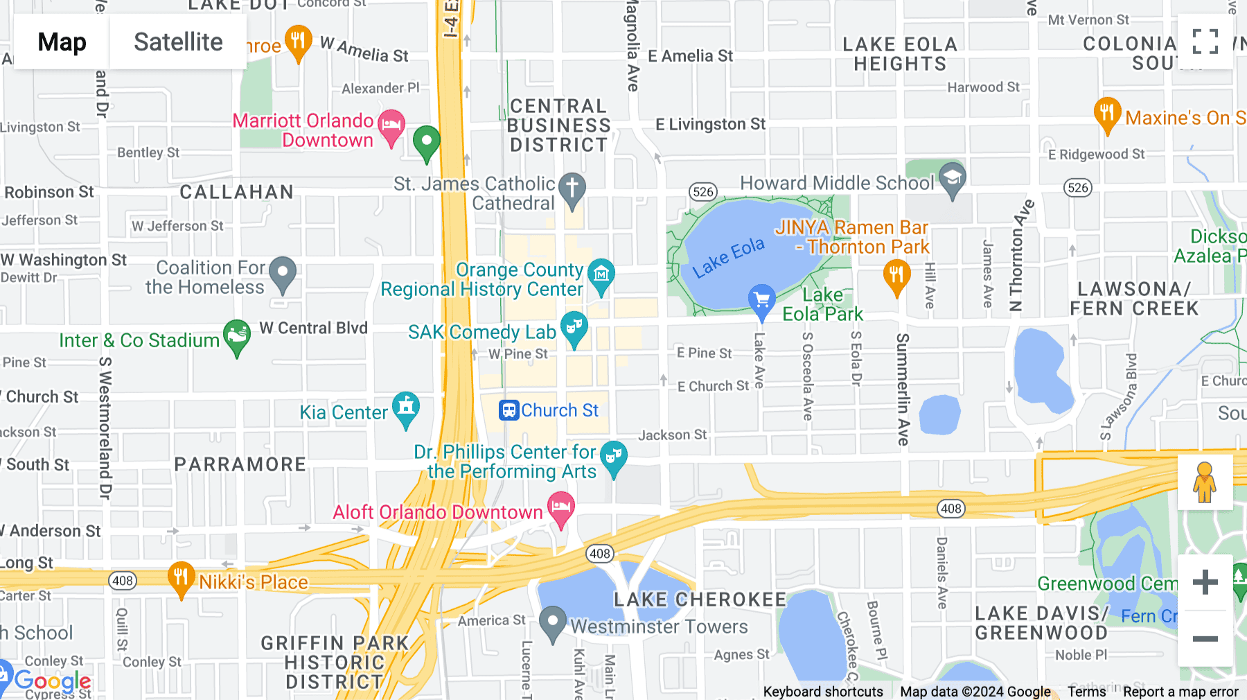 Click for interative map of 100 East Pine Street, Suite 110, Orlando