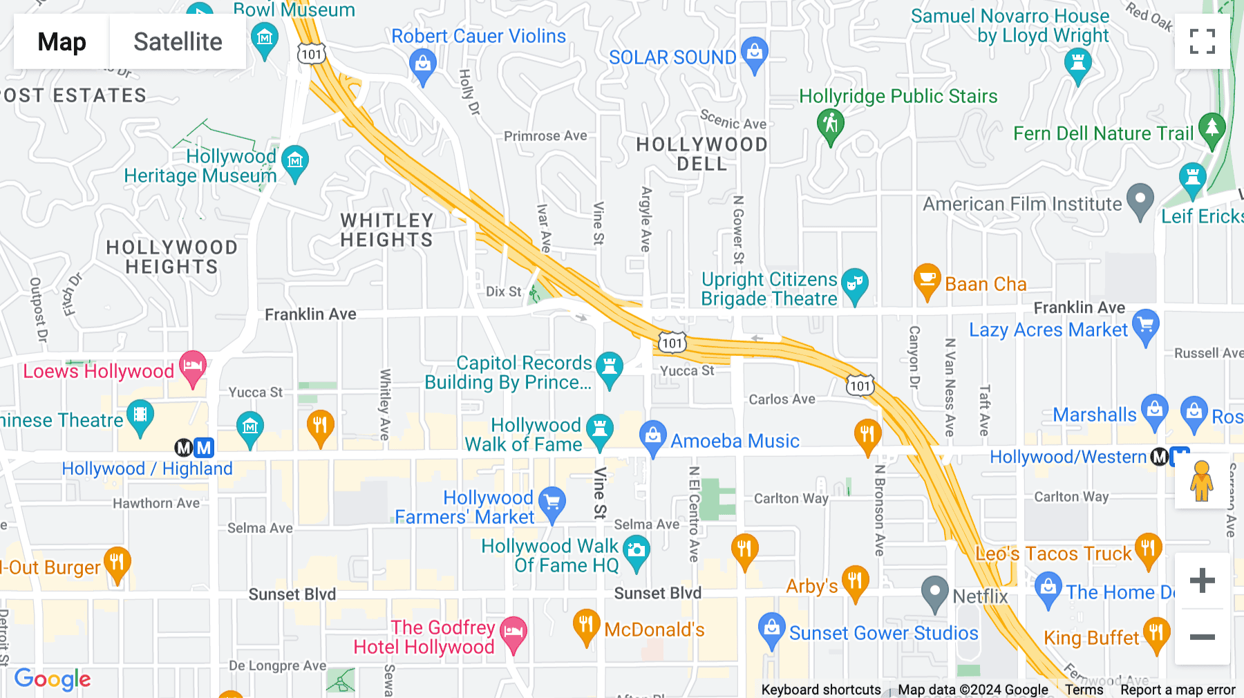 Click for interative map of 1800 North Vine Street, Los Angeles