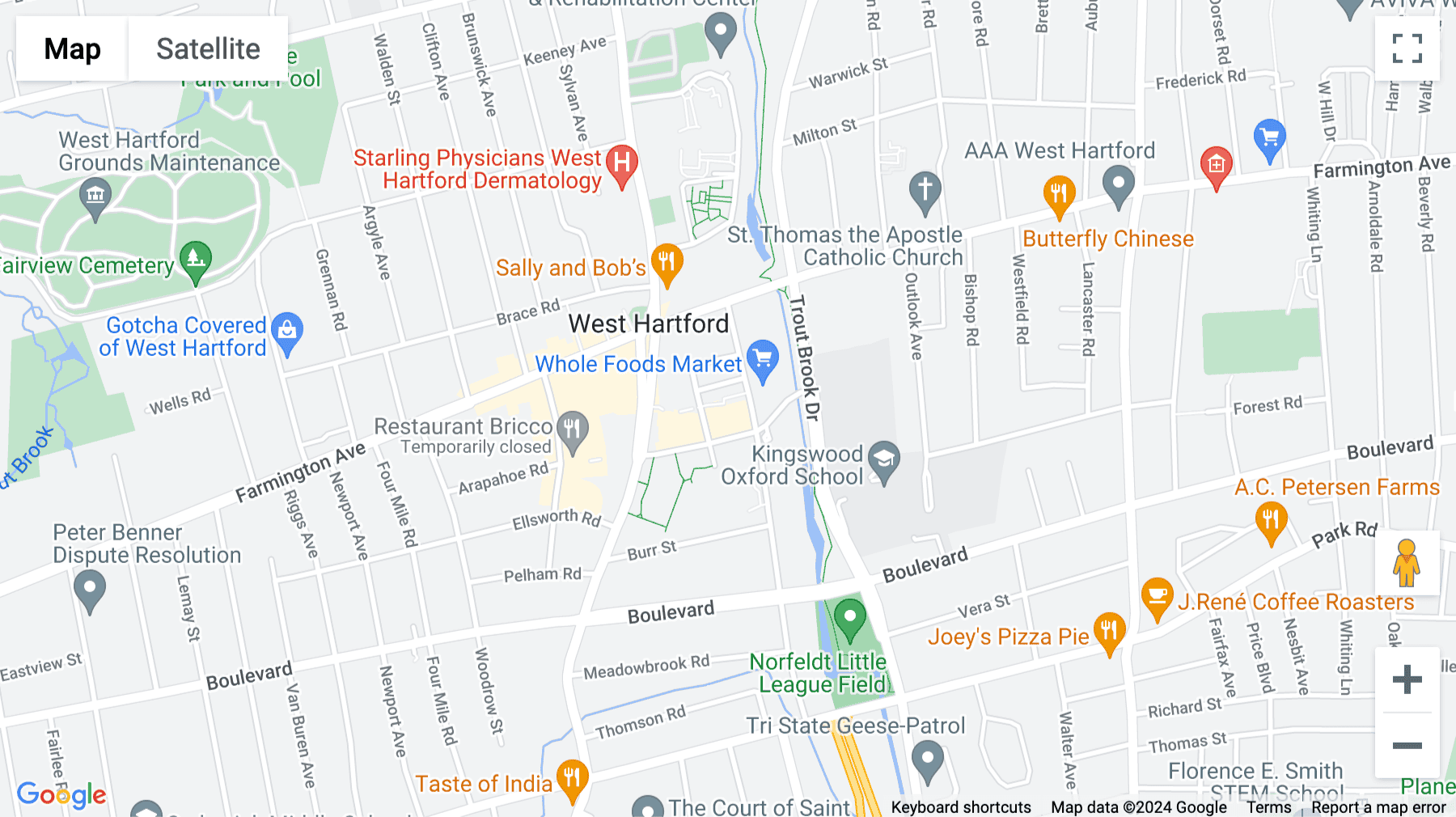 Click for interative map of 71 Raymond Rd, West Hartford