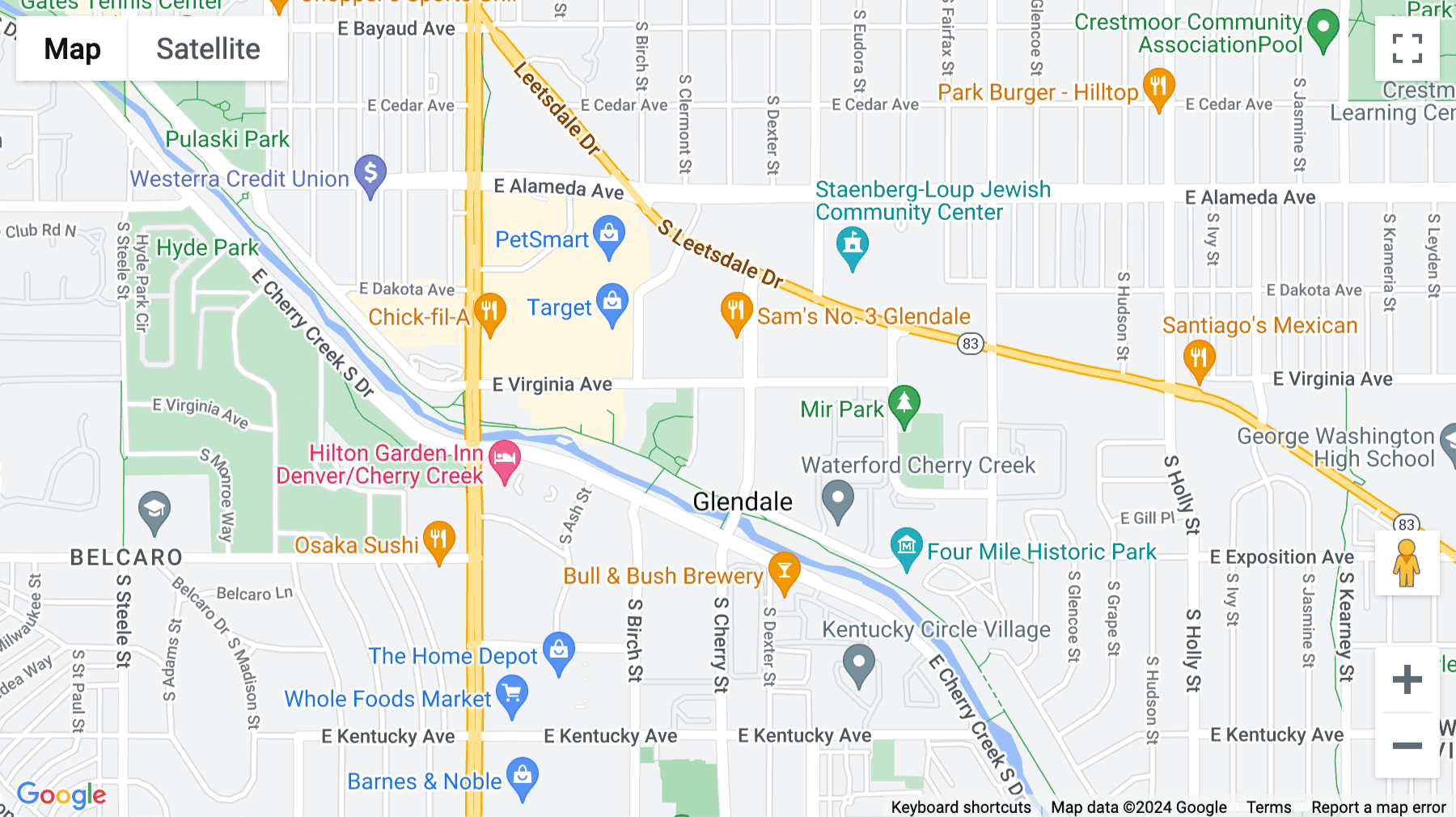 Click for interative map of 501 S. Cherry St, Suite 1100, Denver