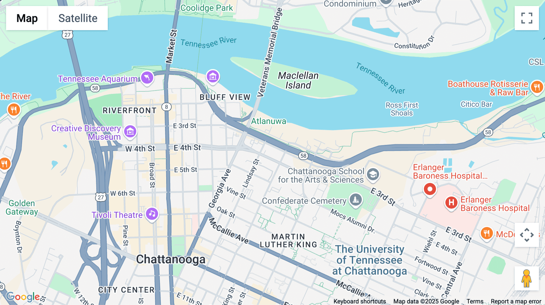 Click for interative map of 651 E. 4th Street, Chattanooga