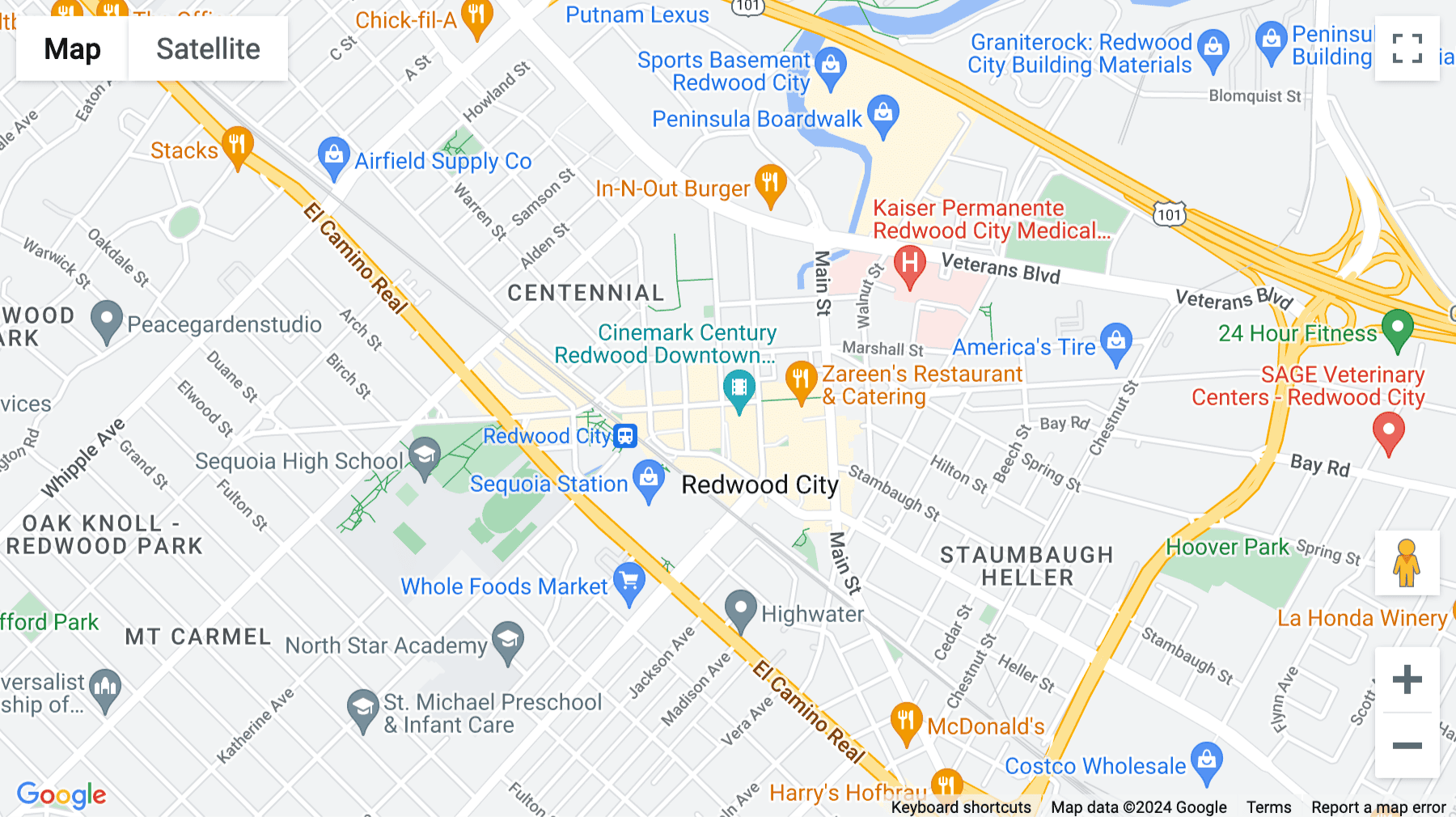 Click for interative map of 2125 Broadway, Redwood City, Redwood City