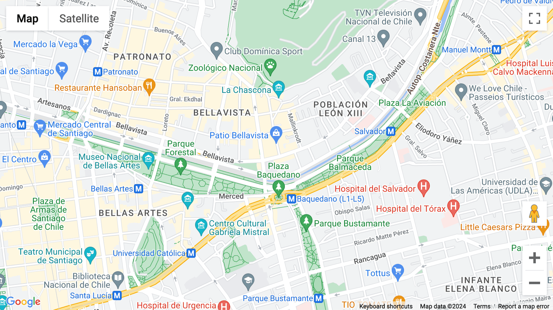 Click for interative map of Bellavista 77, Santiago