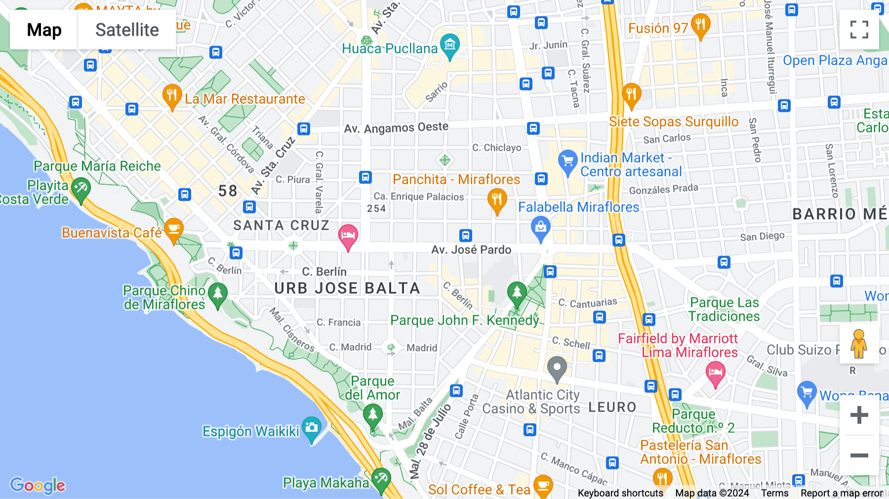 Click for interative map of Calle Recavarren 111, Piso 7, Miraflores, Lima