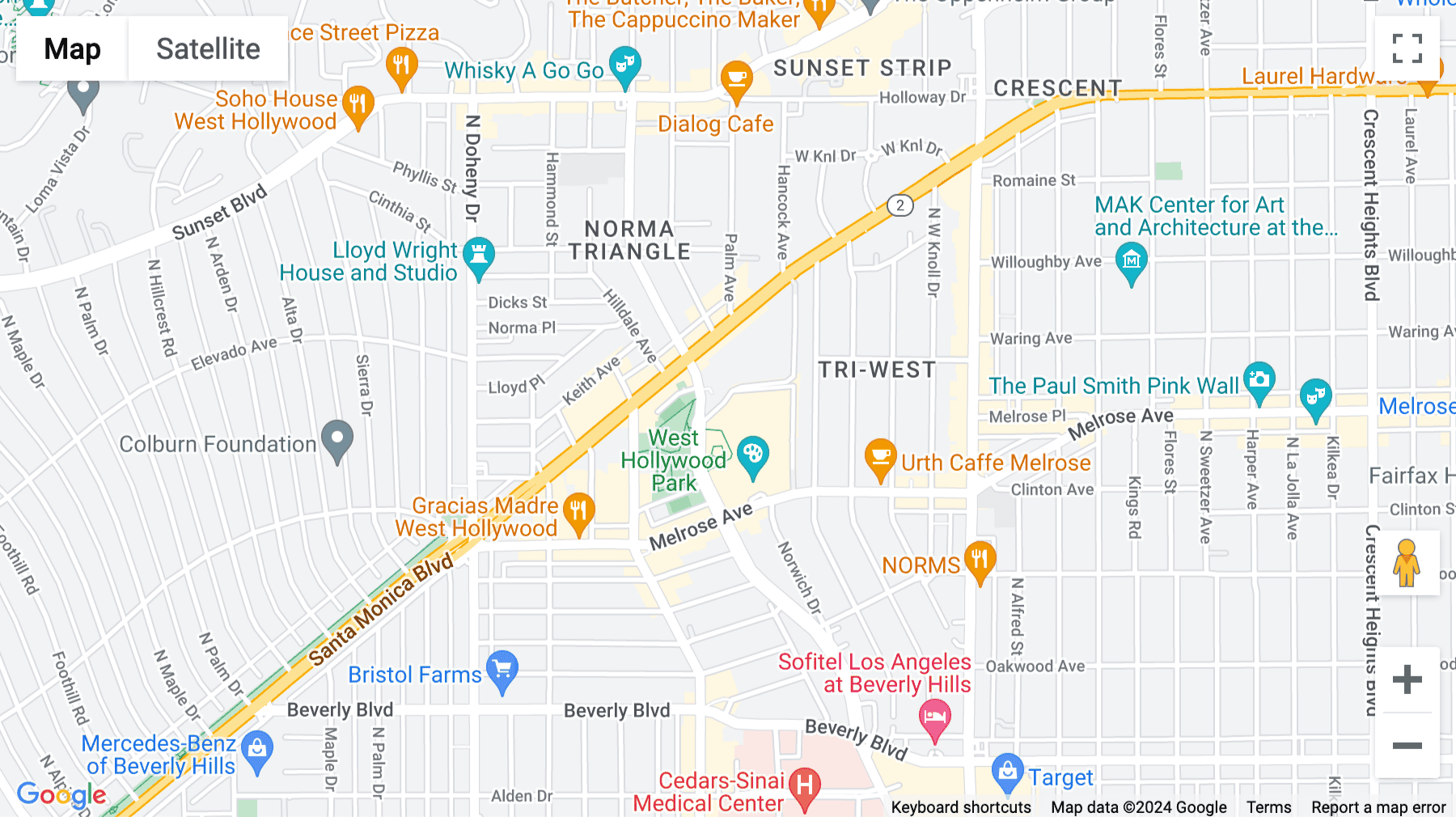 Click for interative map of 750 N San Vicente Boulevard, Los Angeles