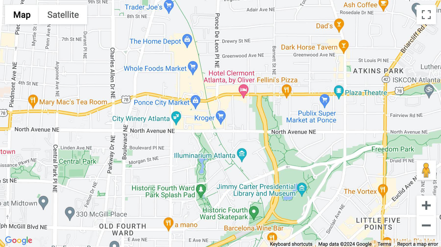Click for interative map of 725 Ponce De Leon Avenue, Atlanta