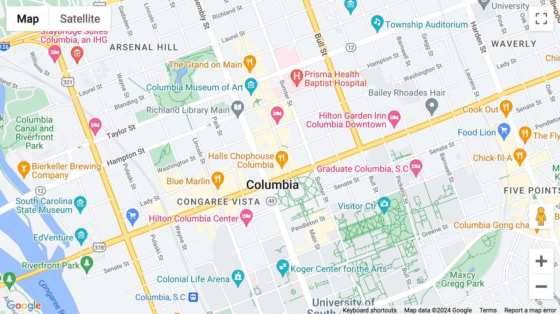 Click for interative map of 1122 Lady Street, Columbia (South Carolina)