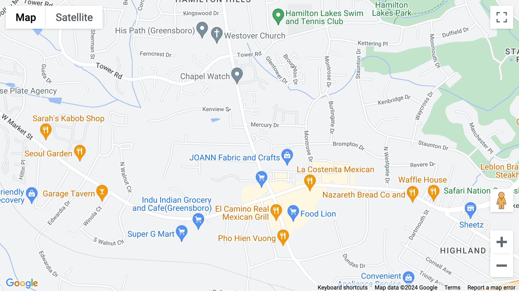 Click for interative map of 204 Muirs Chapel Rd, Greensboro