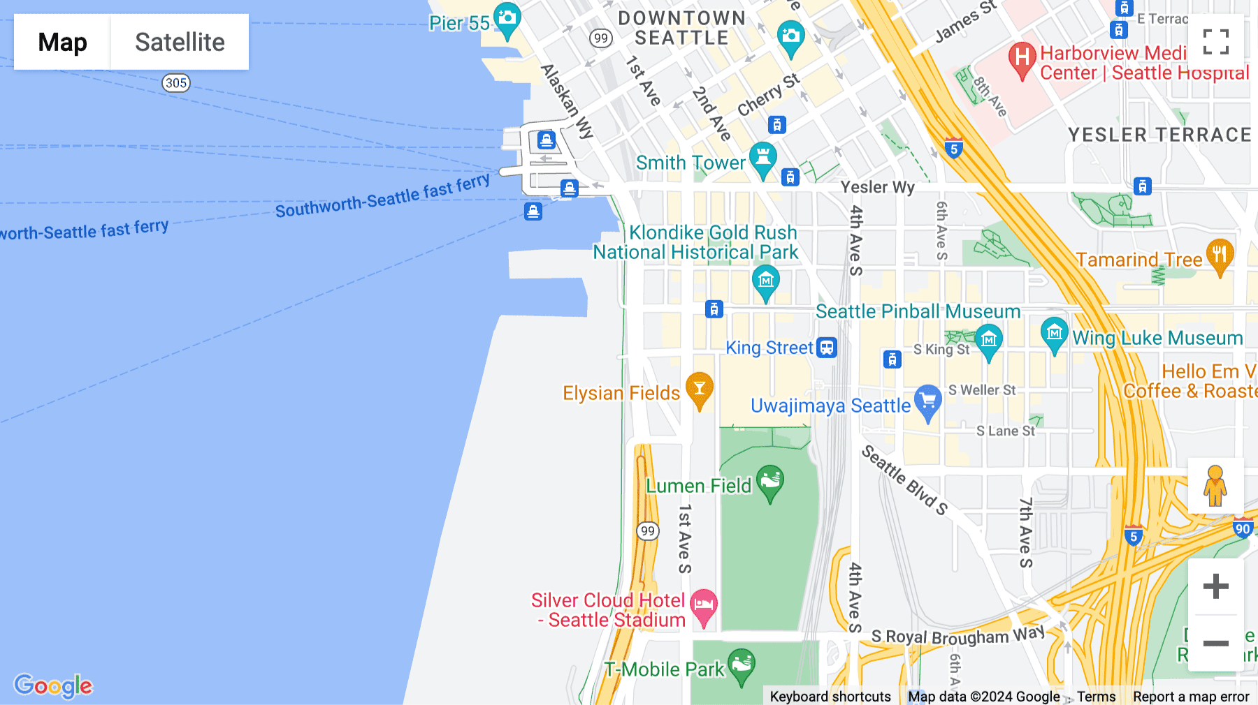 Click for interative map of 450 Alaskan Way South/95 South, Jackson Street, Suite 100, 200 & 300, Seattle