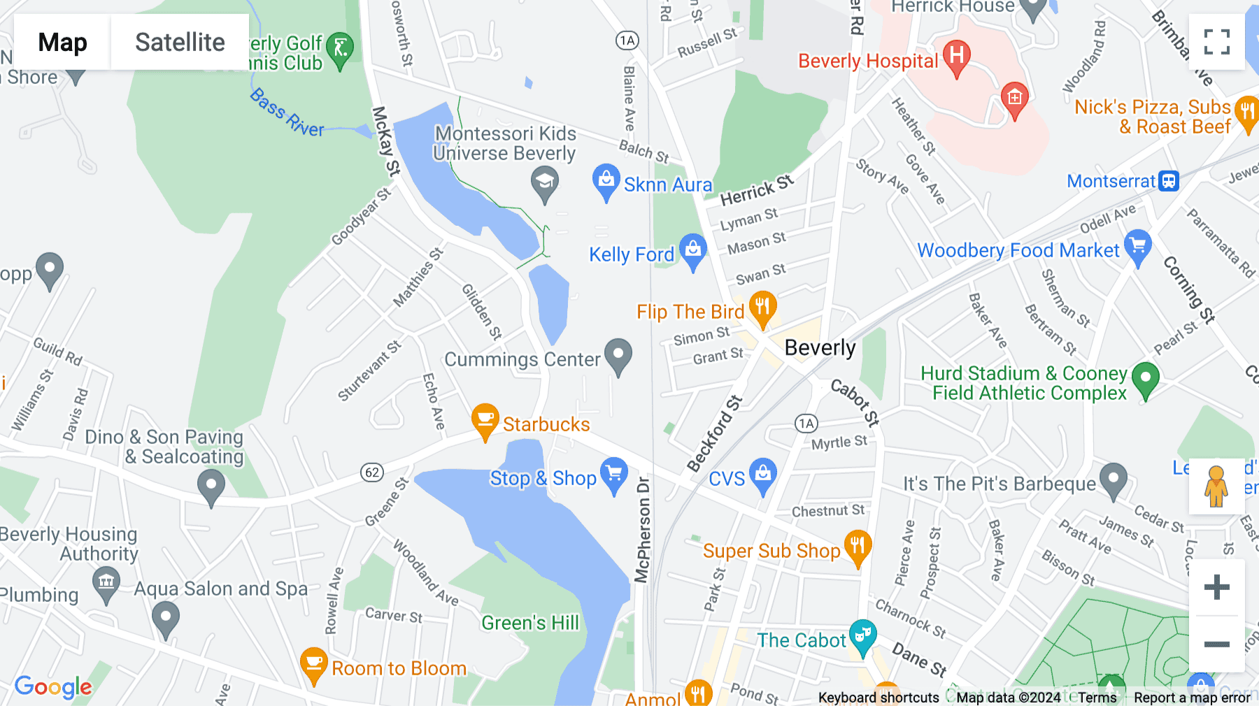 Click for interative map of 100 Cummings Center, Suite 109D, Beverly, Beverly(Massachusetts)