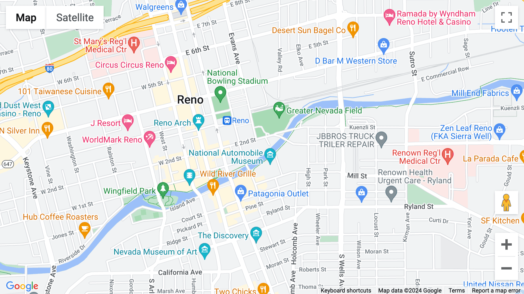 Click for interative map of 300 E. Second Street, Suite 1510, Reno