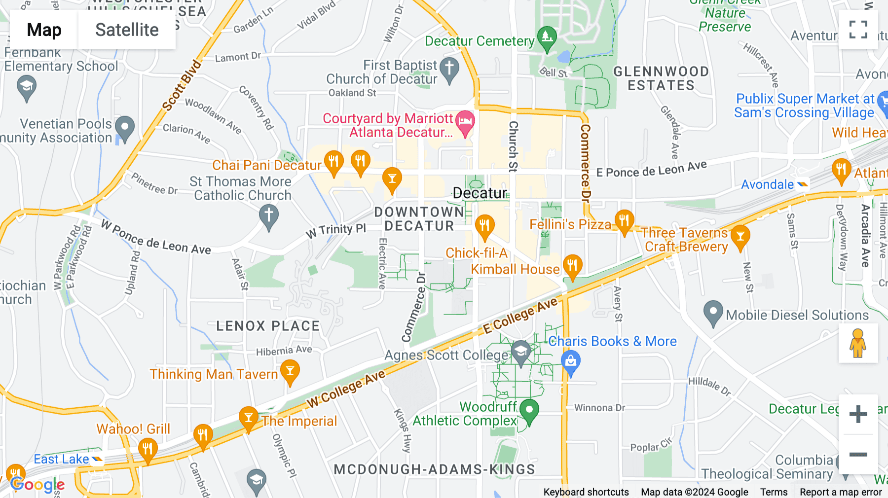 Click for interative map of 120 West Trinity Place Decatur, Atlanta