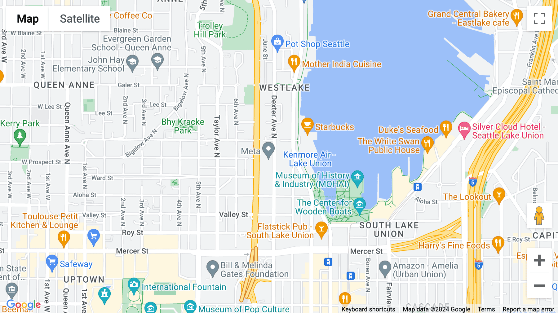 Click for interative map of 1100 Dexter Ave N, Seattle